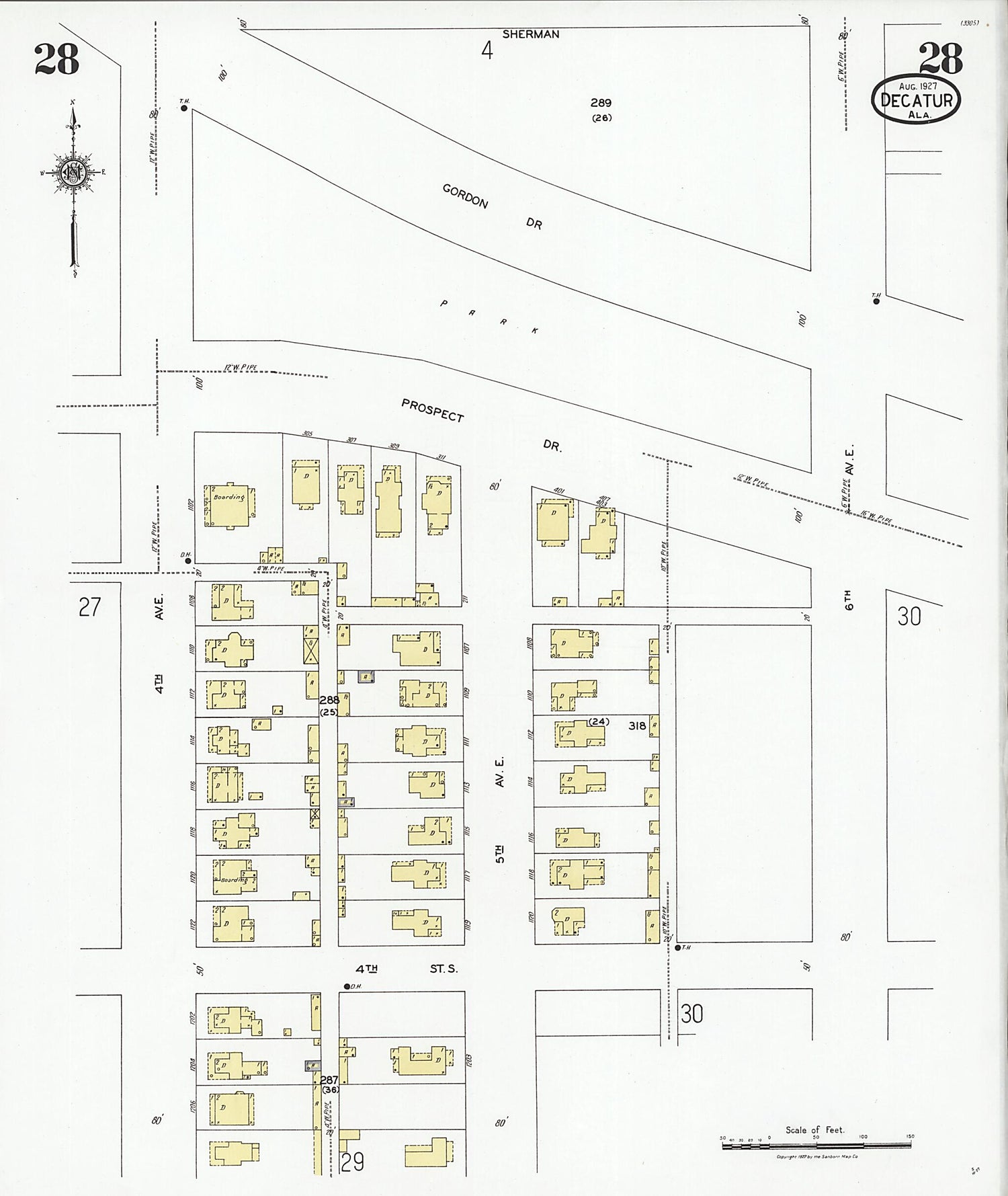 This old map of Decatur, Morgan County, Alabama was created by Sanborn Map Company in 1927