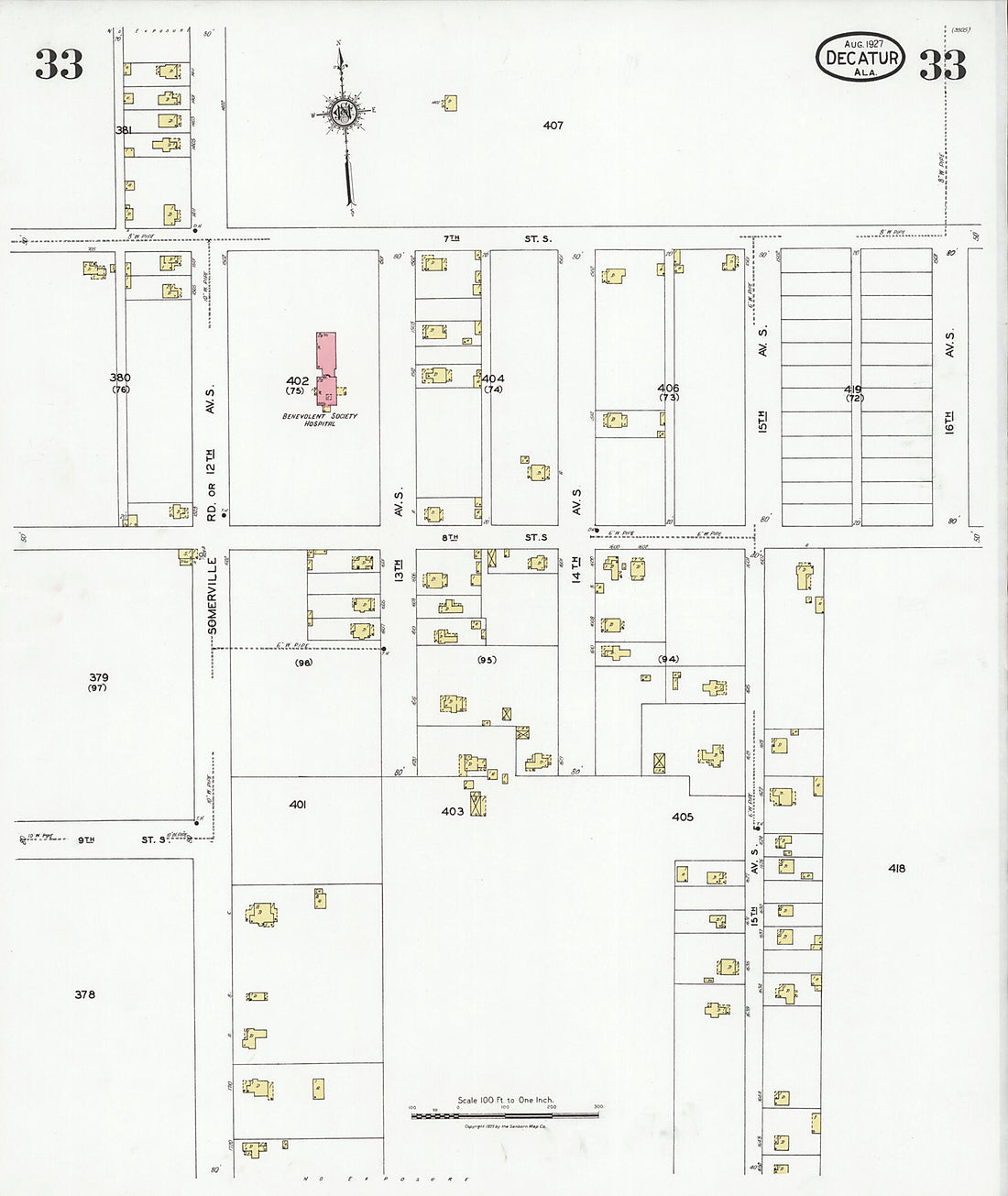 This old map of Decatur, Morgan County, Alabama was created by Sanborn Map Company in 1927