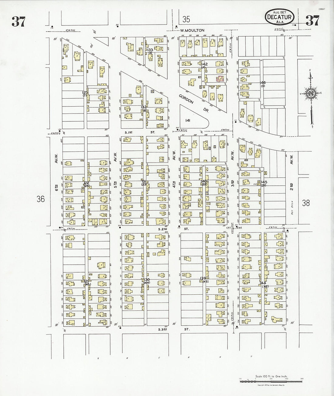 This old map of Decatur, Morgan County, Alabama was created by Sanborn Map Company in 1927