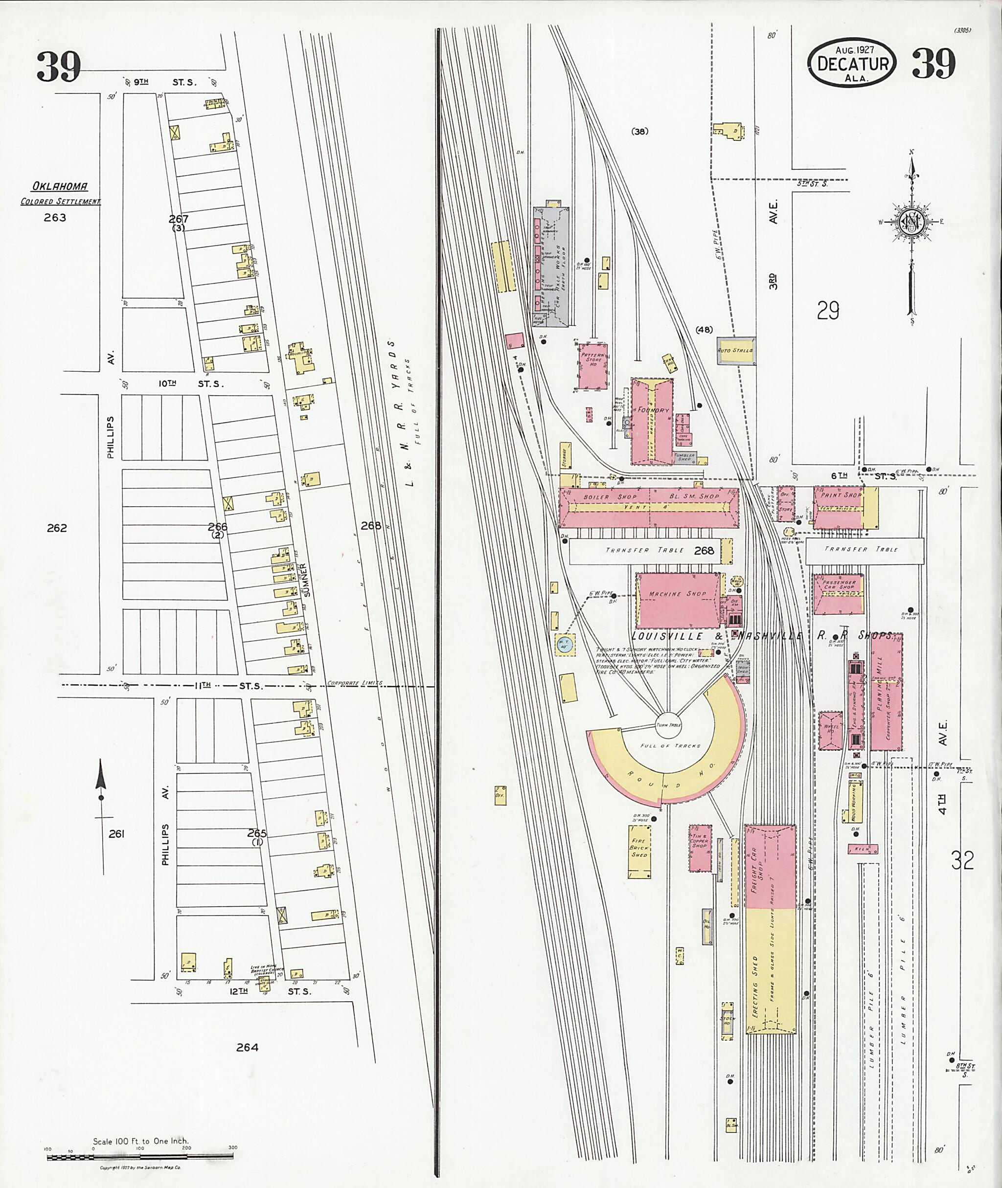 This old map of Decatur, Morgan County, Alabama was created by Sanborn Map Company in 1927