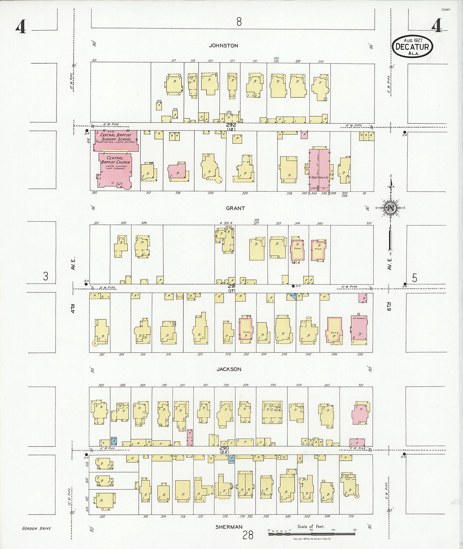 This old map of Decatur, Morgan County, Alabama was created by Sanborn Map Company in 1927