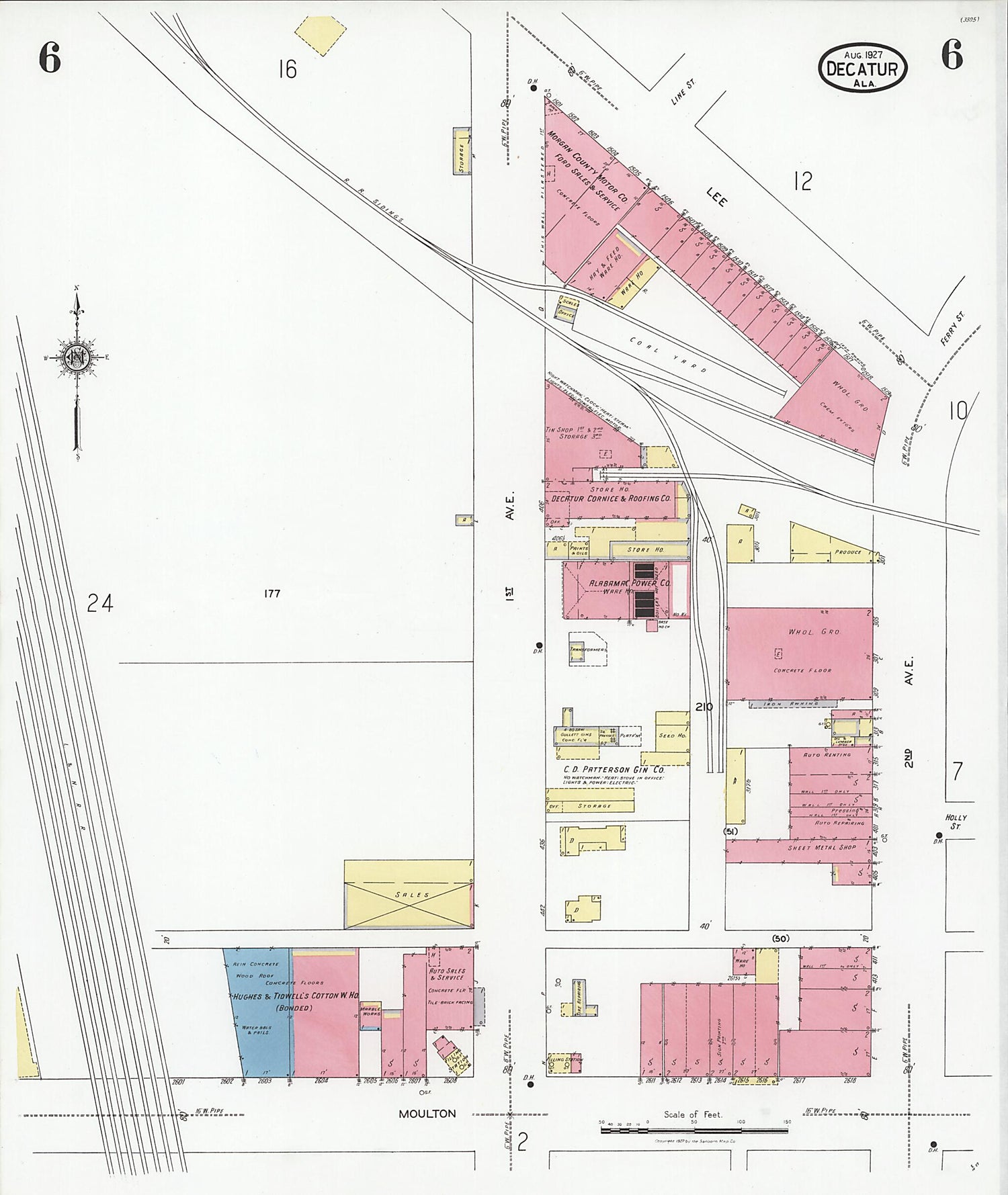 This old map of Decatur, Morgan County, Alabama was created by Sanborn Map Company in 1927