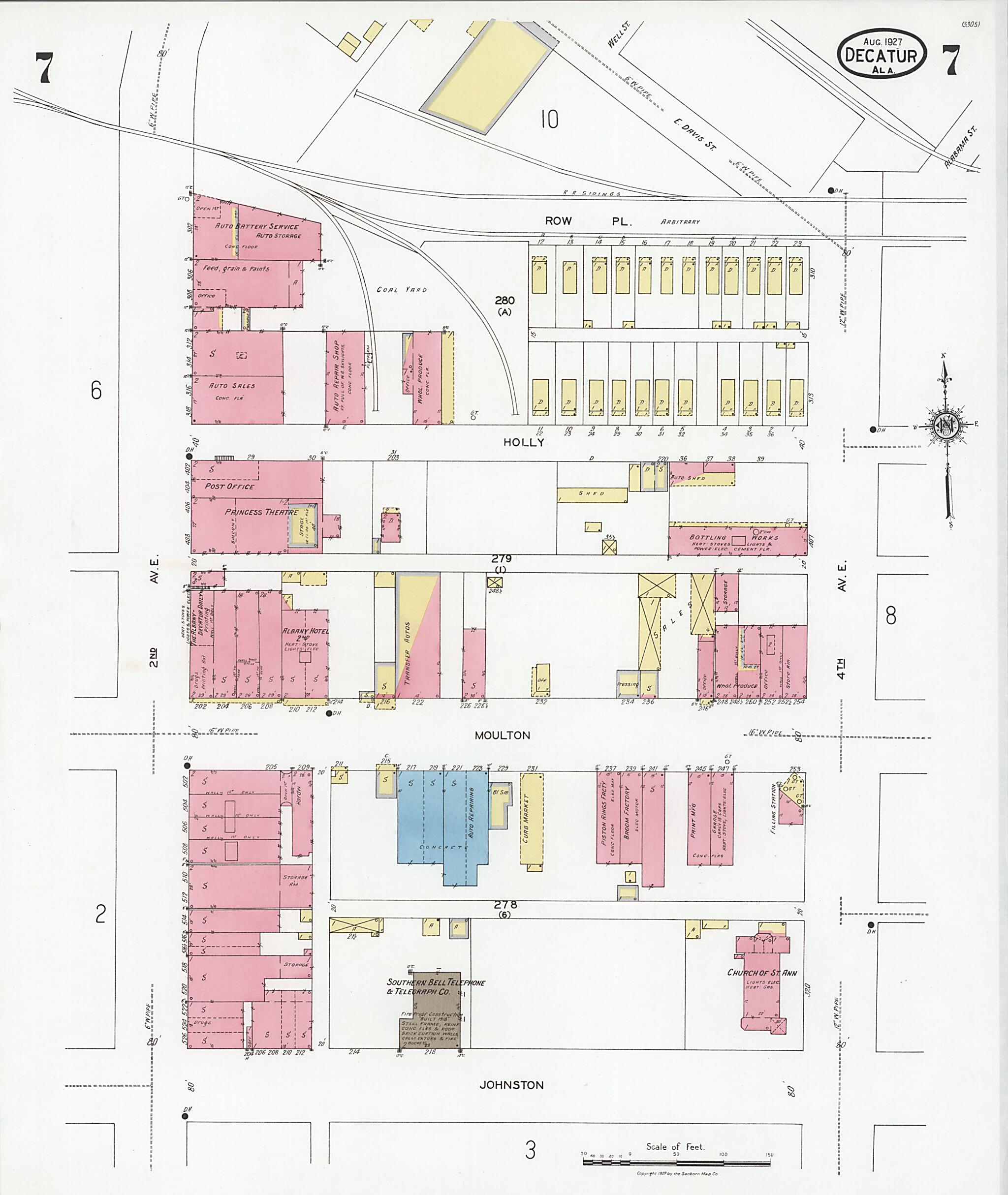 This old map of Decatur, Morgan County, Alabama was created by Sanborn Map Company in 1927