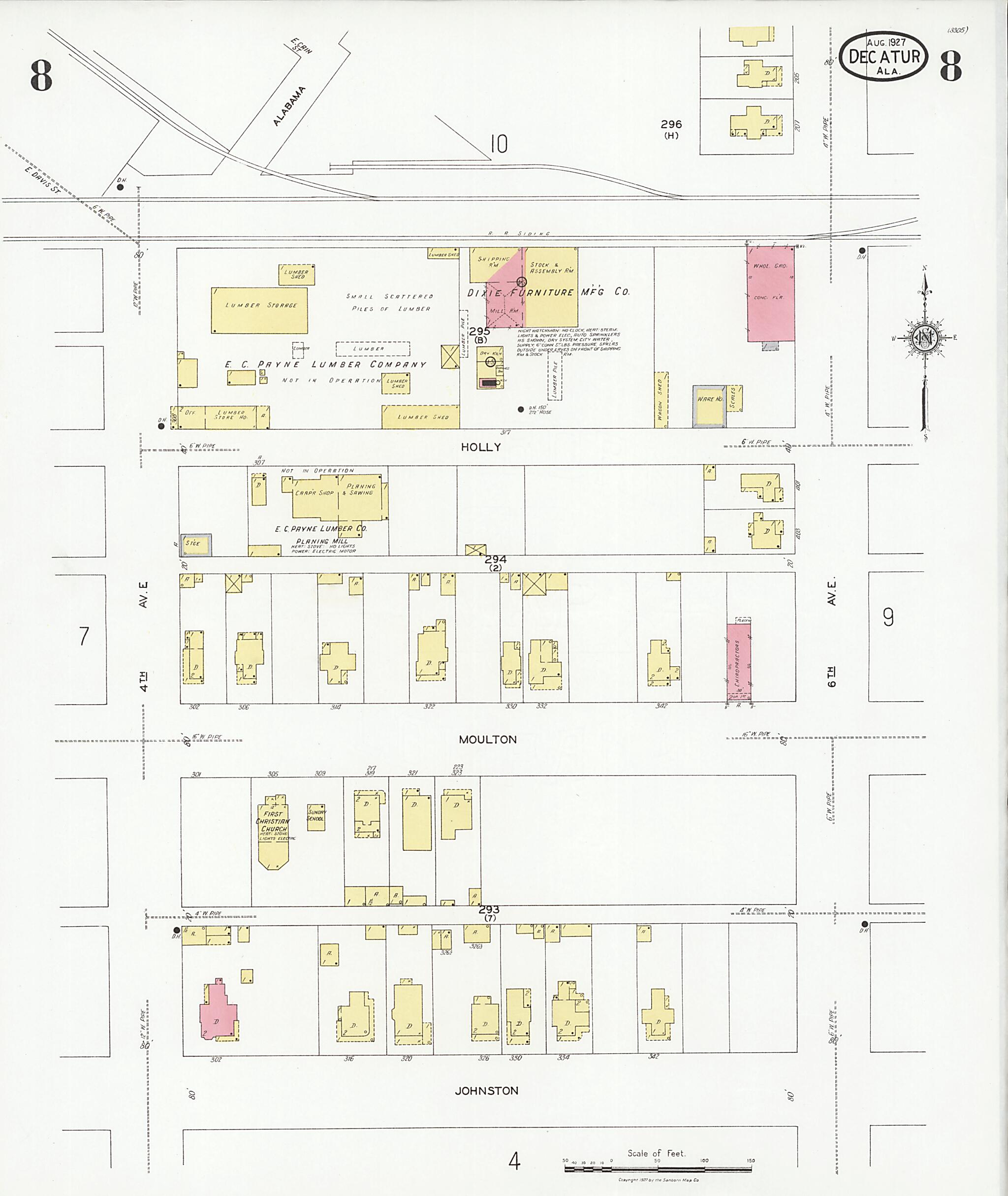 This old map of Decatur, Morgan County, Alabama was created by Sanborn Map Company in 1927