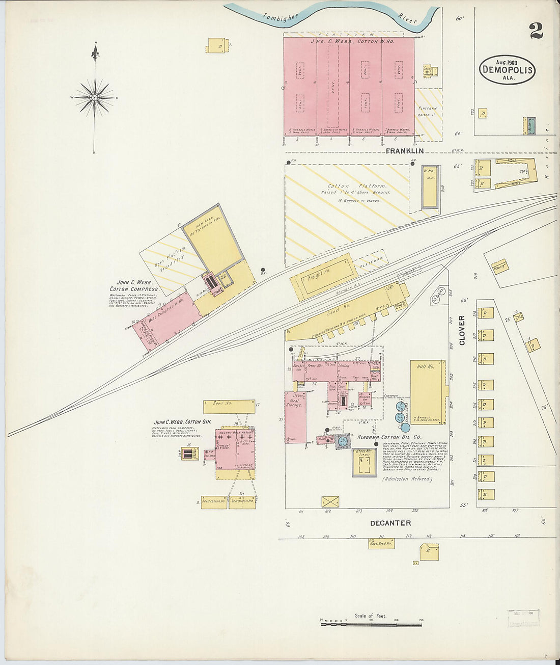 This old map of Demopolis, Marengo County, Alabama was created by Sanborn Map Company in 1903