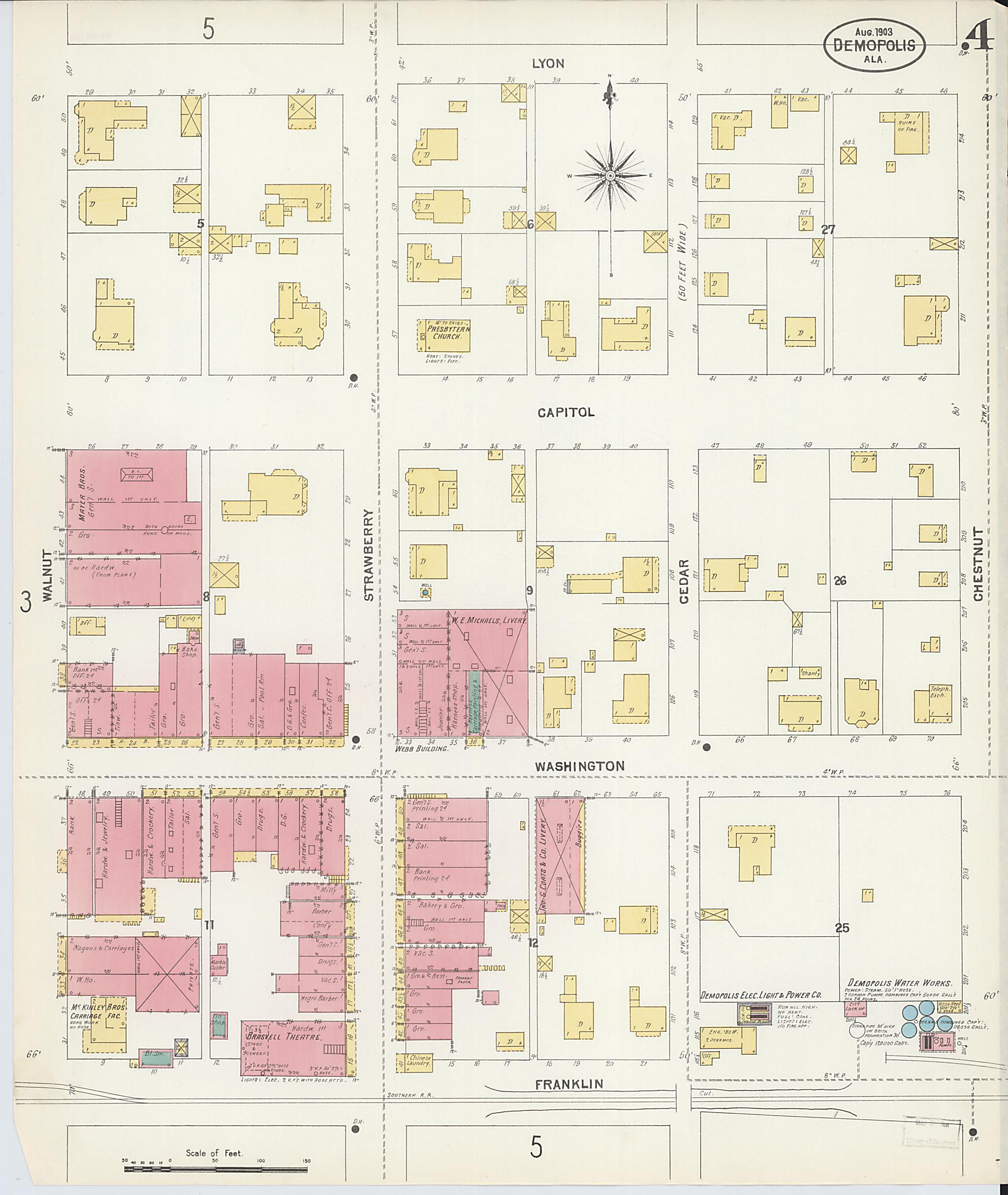 This old map of Demopolis, Marengo County, Alabama was created by Sanborn Map Company in 1903