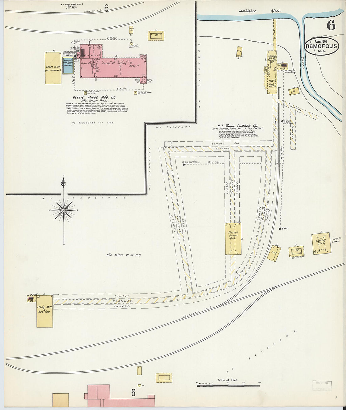 This old map of Demopolis, Marengo County, Alabama was created by Sanborn Map Company in 1903