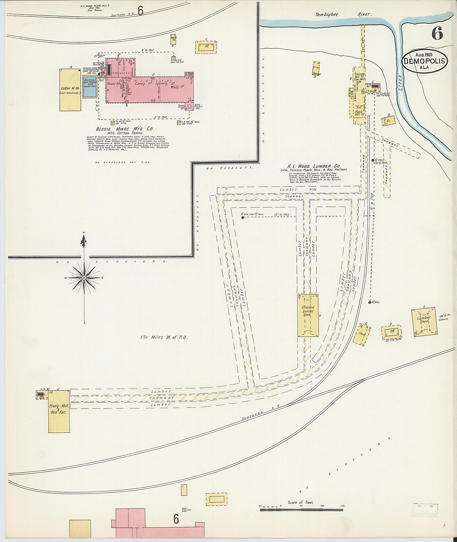 This old map of Demopolis, Marengo County, Alabama was created by Sanborn Map Company in 1903