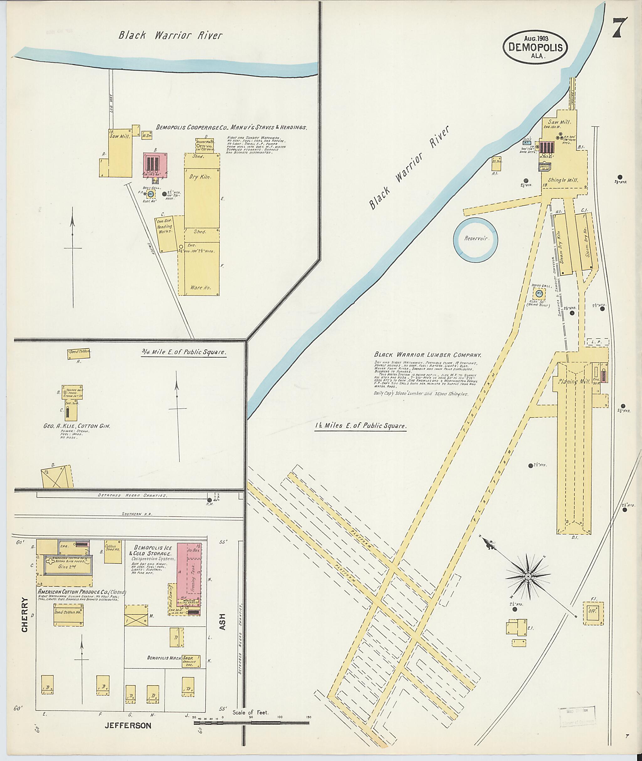 This old map of Demopolis, Marengo County, Alabama was created by Sanborn Map Company in 1903