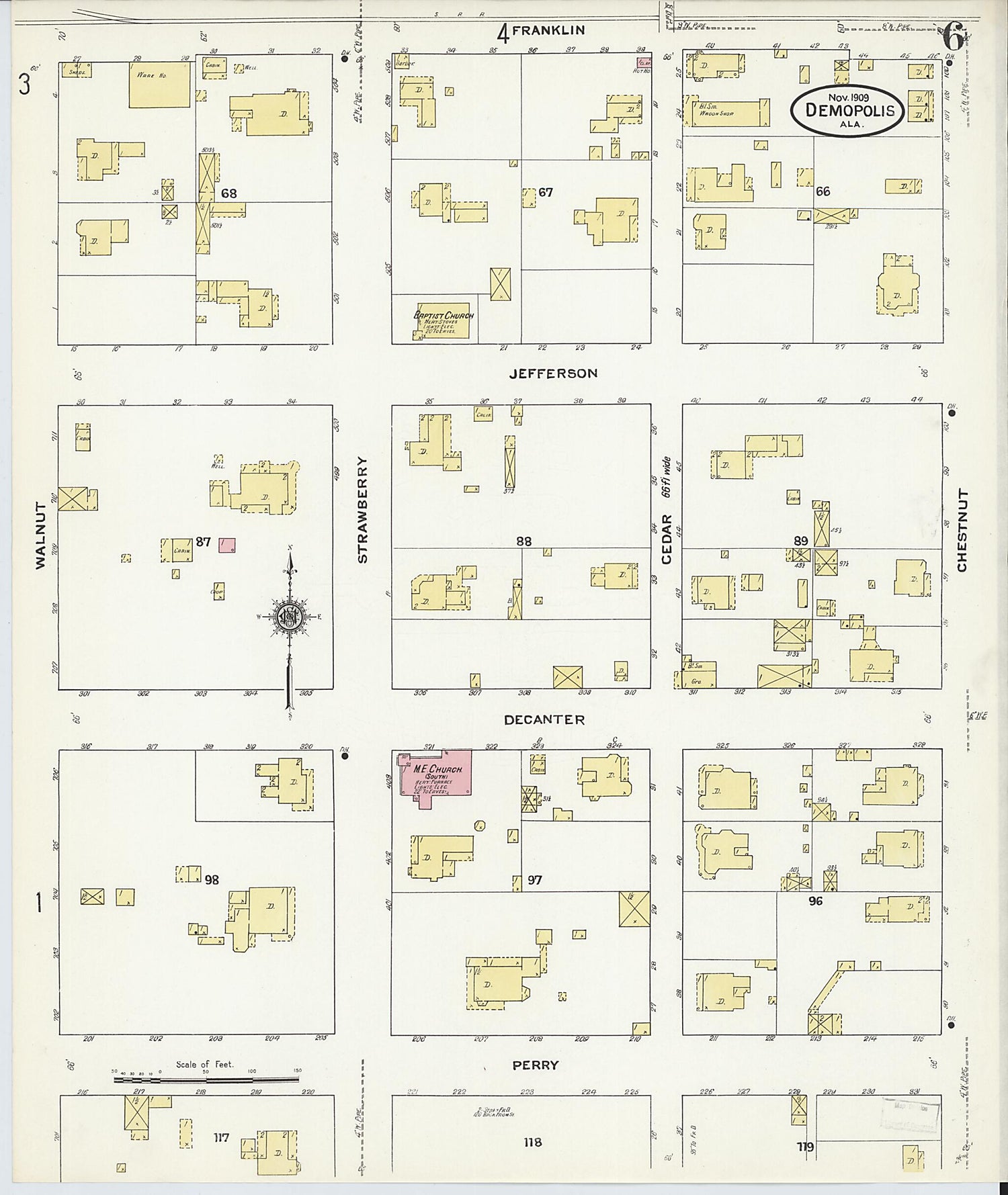 This old map of Demopolis, Marengo County, Alabama was created by Sanborn Map Company in 1909