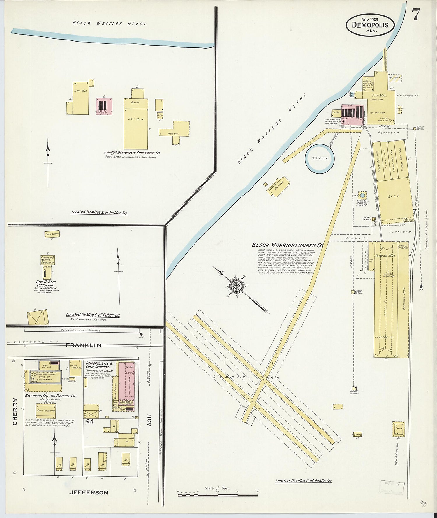 This old map of Demopolis, Marengo County, Alabama was created by Sanborn Map Company in 1909