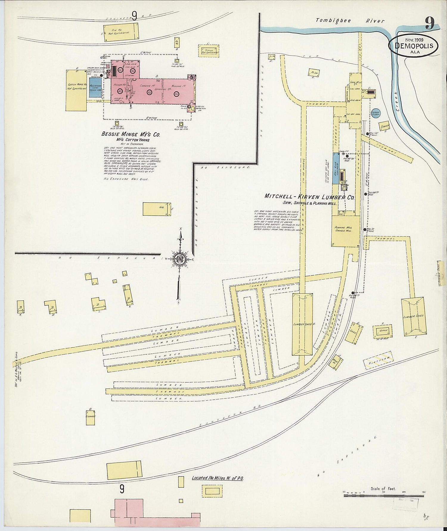 This old map of Demopolis, Marengo County, Alabama was created by Sanborn Map Company in 1909