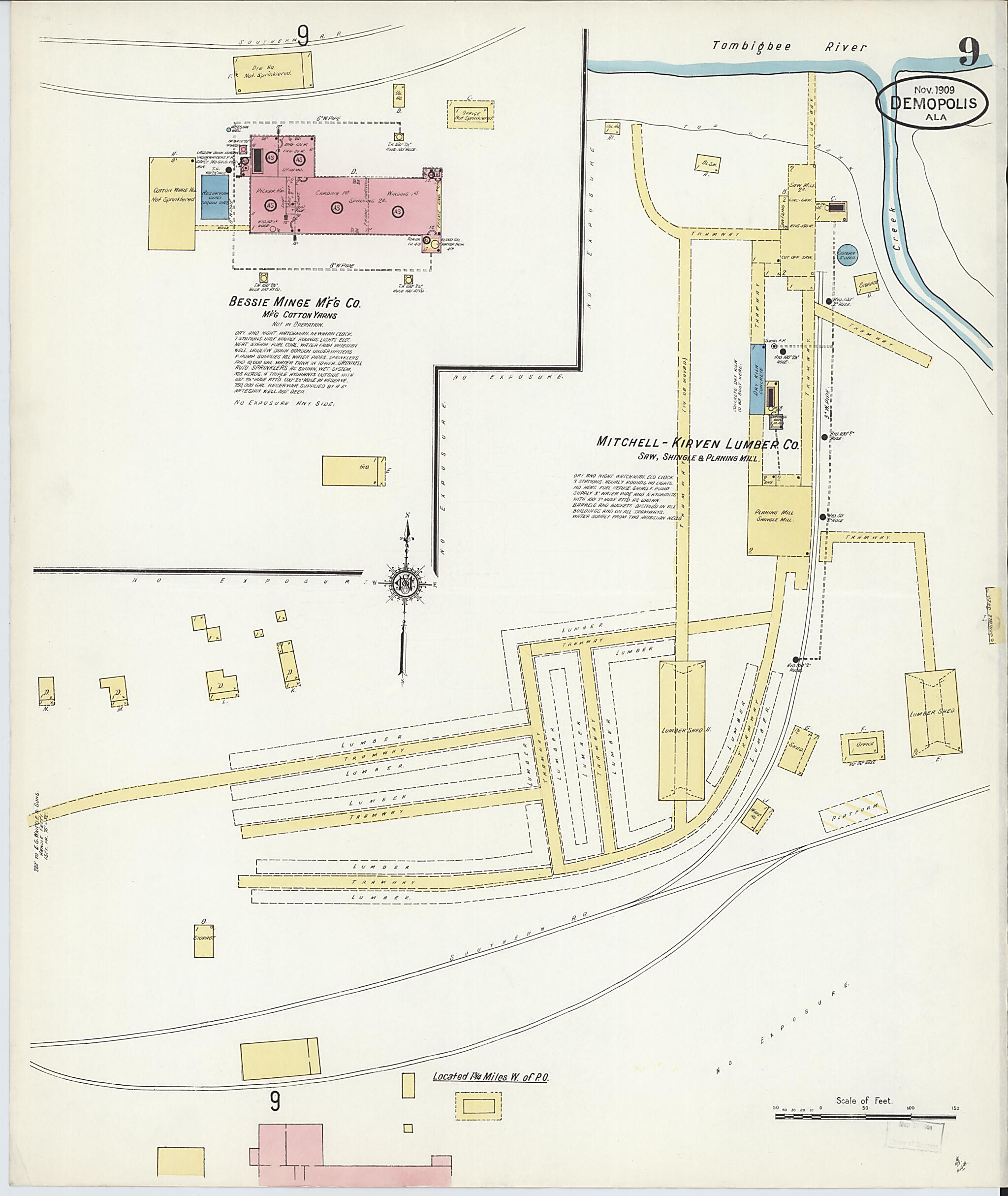 This old map of Demopolis, Marengo County, Alabama was created by Sanborn Map Company in 1909