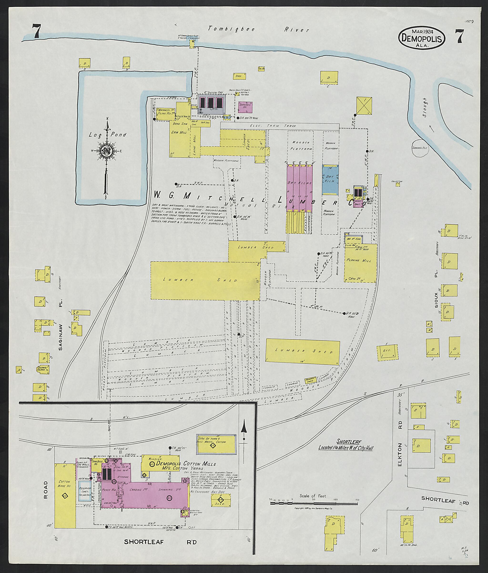 This old map of Demopolis, Marengo County, Alabama was created by Sanborn Map Company in 1924