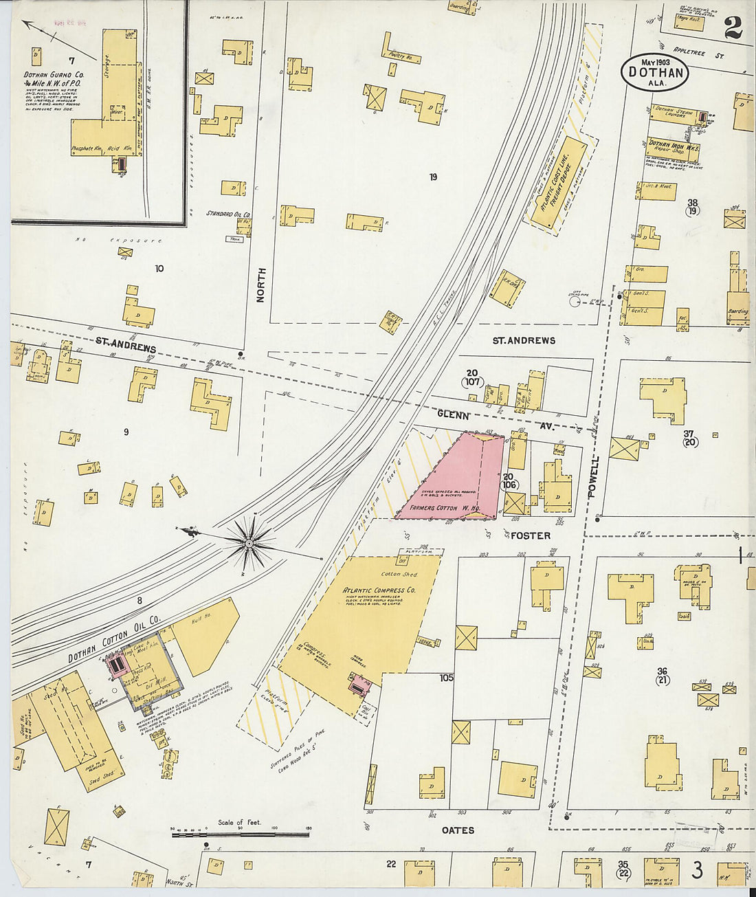 This old map of Dothan, Houston County, Alabama was created by Sanborn Map Company in 1903