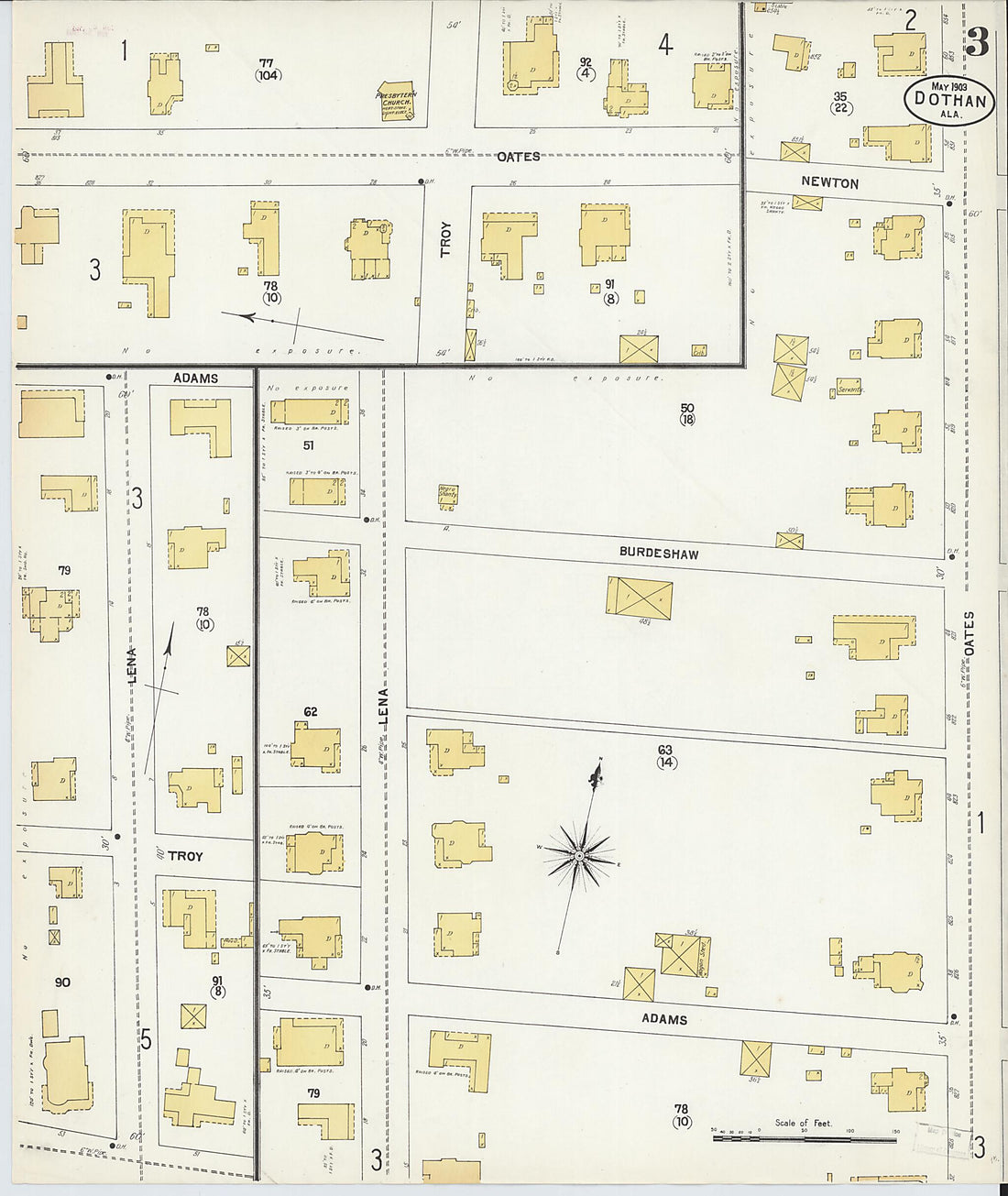 This old map of Dothan, Houston County, Alabama was created by Sanborn Map Company in 1903