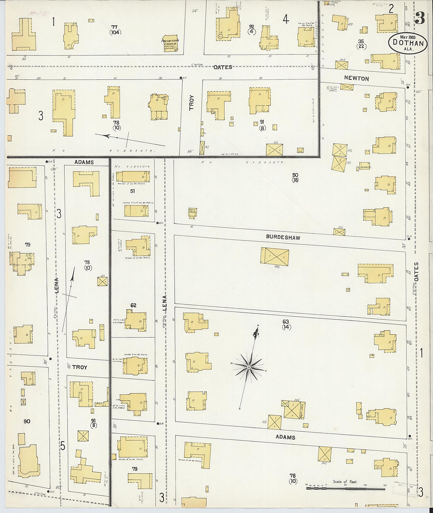 This old map of Dothan, Houston County, Alabama was created by Sanborn Map Company in 1903