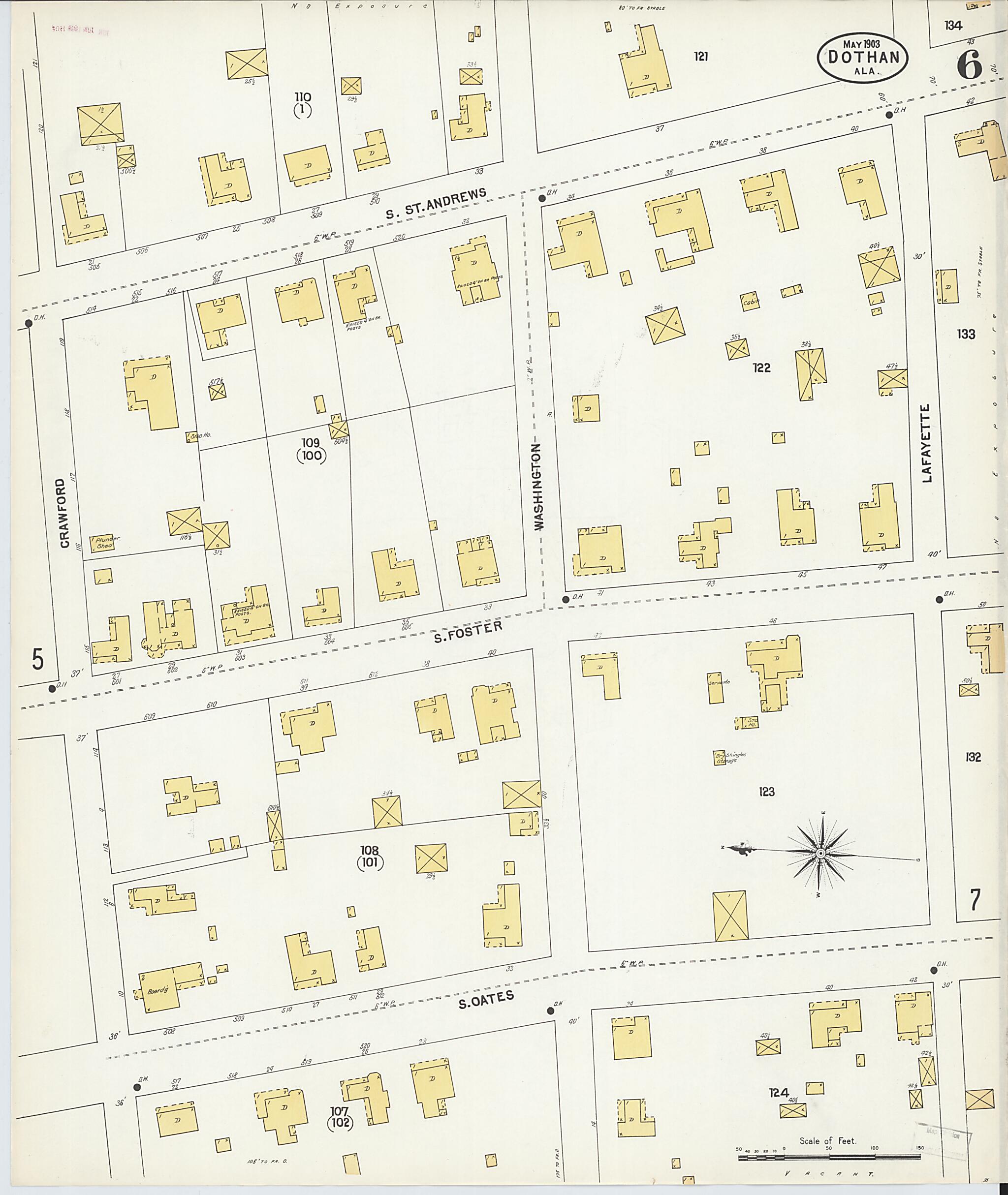 This old map of Dothan, Houston County, Alabama was created by Sanborn Map Company in 1903