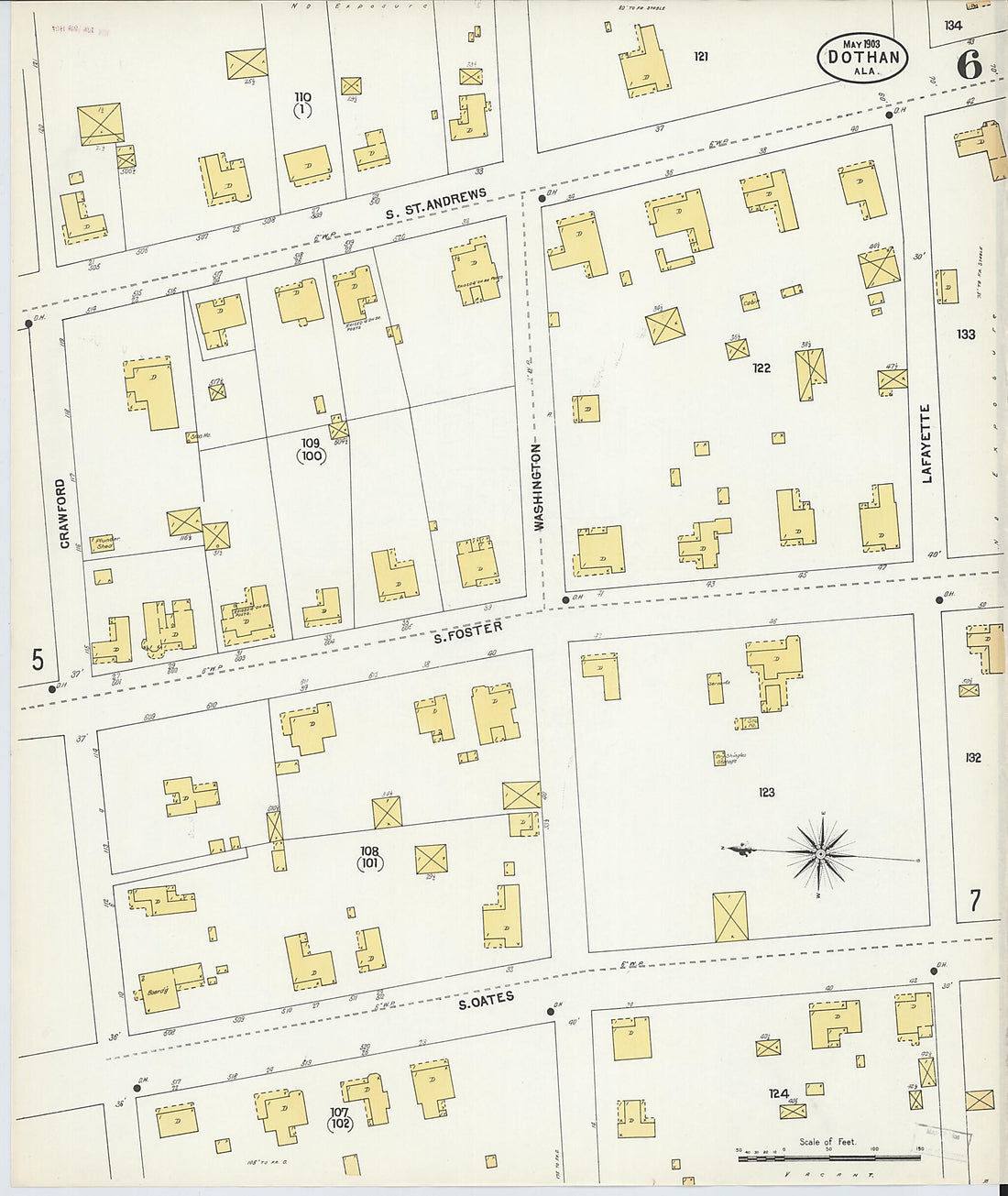 This old map of Dothan, Houston County, Alabama was created by Sanborn Map Company in 1903