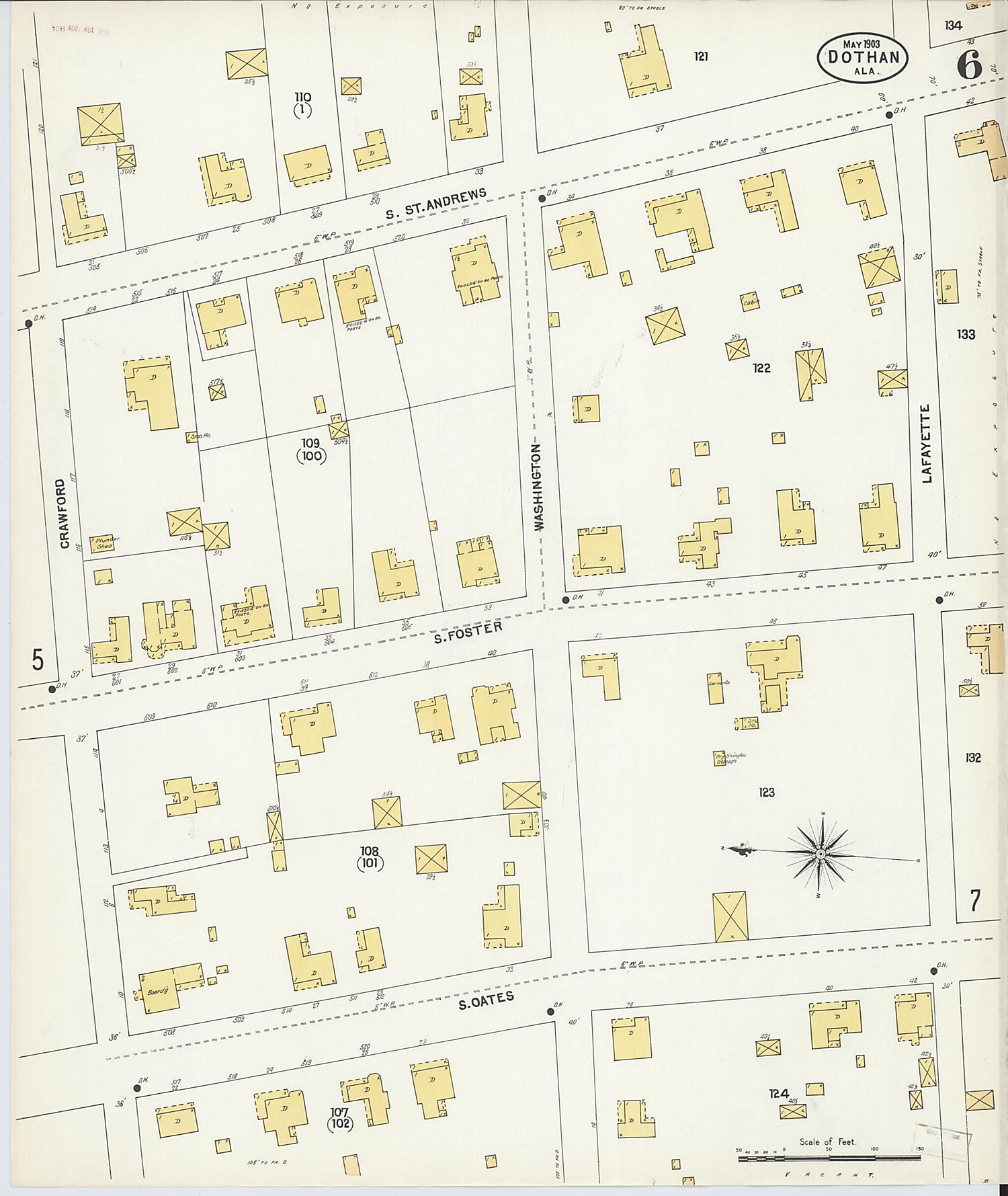 This old map of Dothan, Houston County, Alabama was created by Sanborn Map Company in 1903