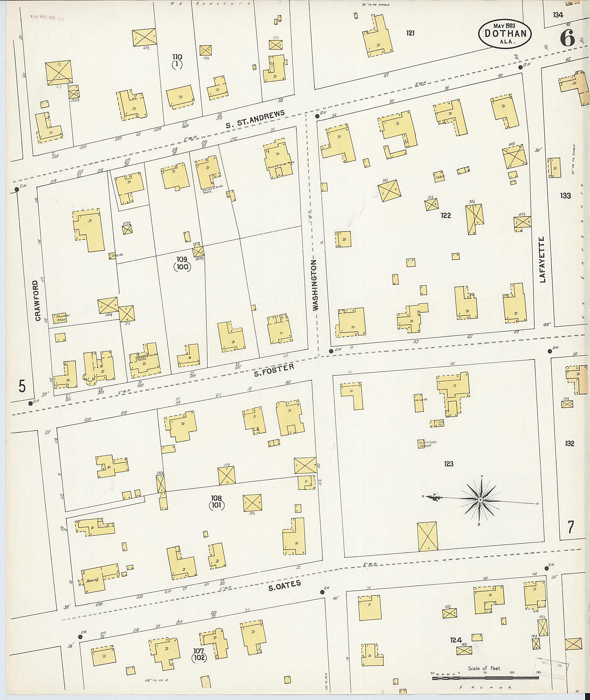 This old map of Dothan, Houston County, Alabama was created by Sanborn Map Company in 1903