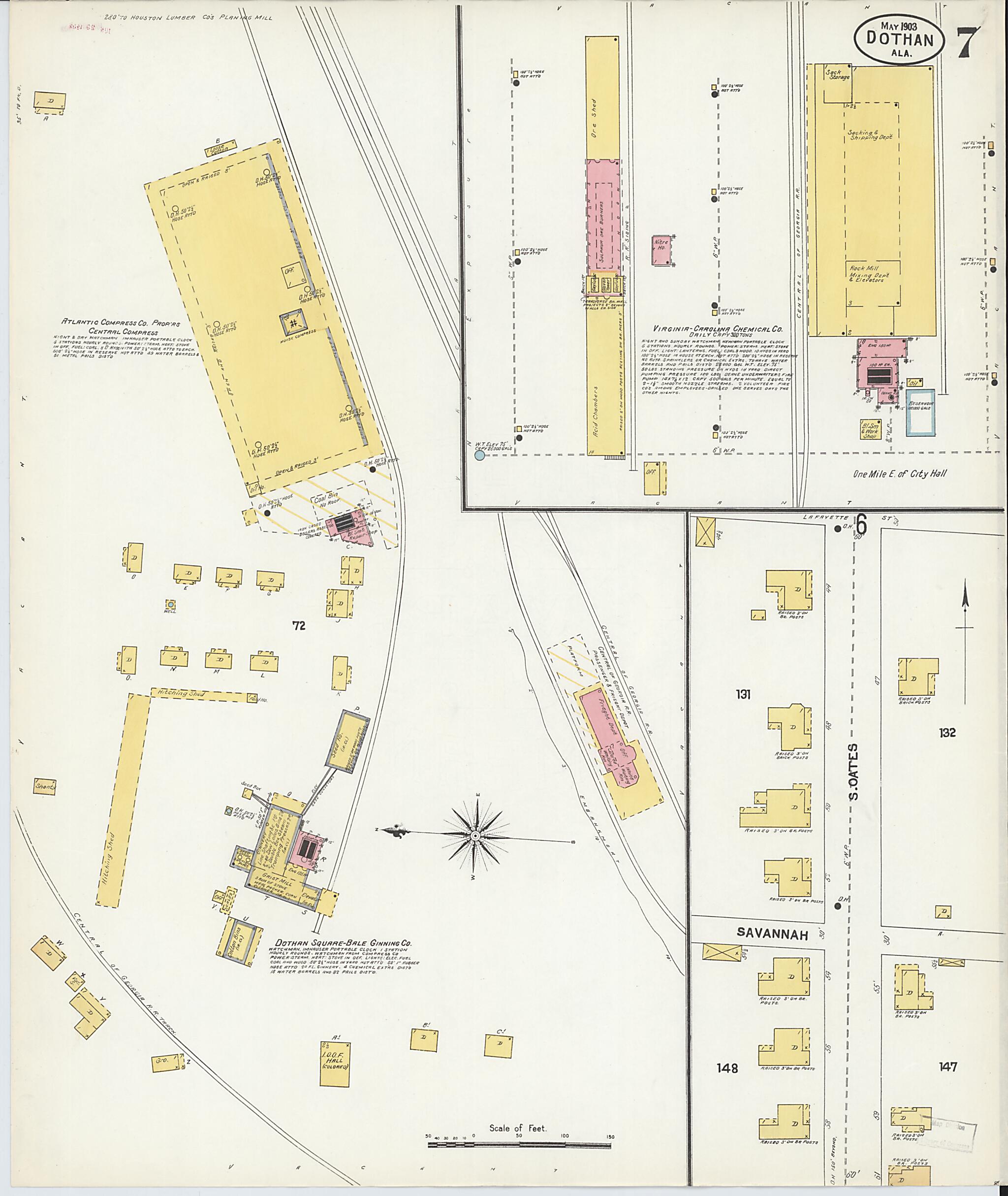 This old map of Dothan, Houston County, Alabama was created by Sanborn Map Company in 1903