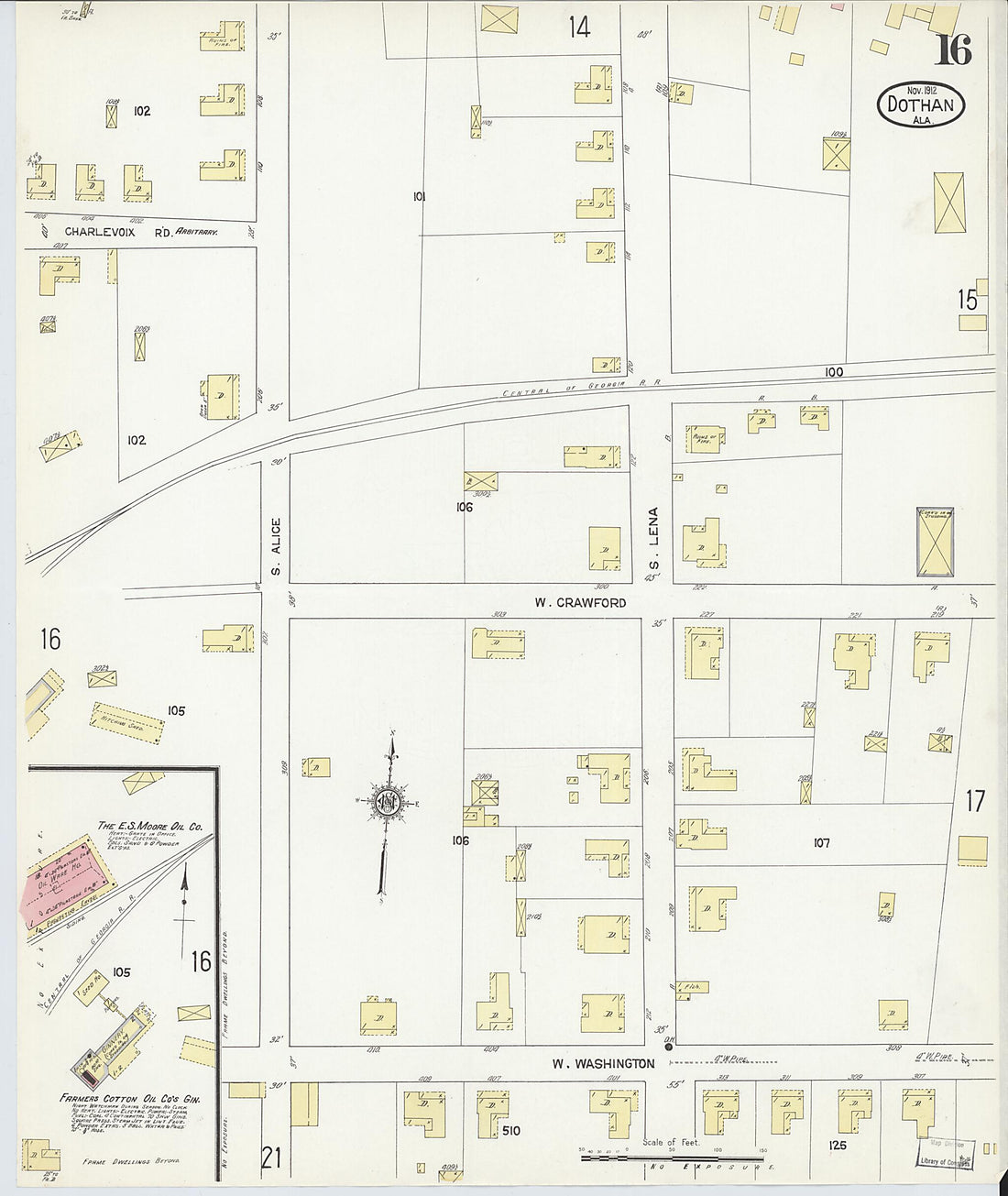 This old map of Dothan, Houston County, Alabama was created by Sanborn Map Company in 1912