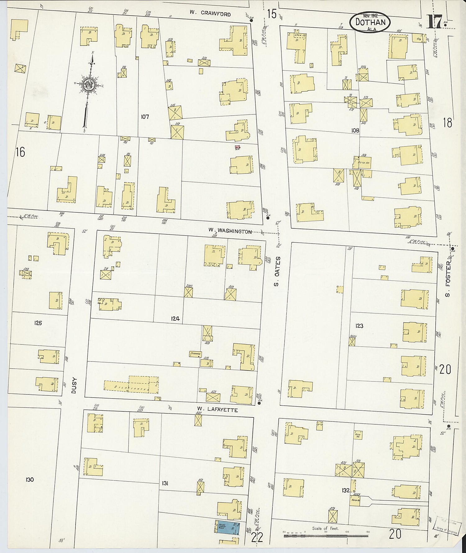 This old map of Dothan, Houston County, Alabama was created by Sanborn Map Company in 1912