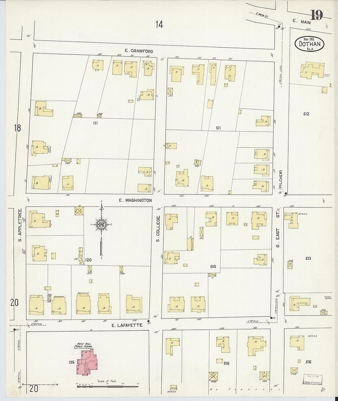 This old map of Dothan, Houston County, Alabama was created by Sanborn Map Company in 1912