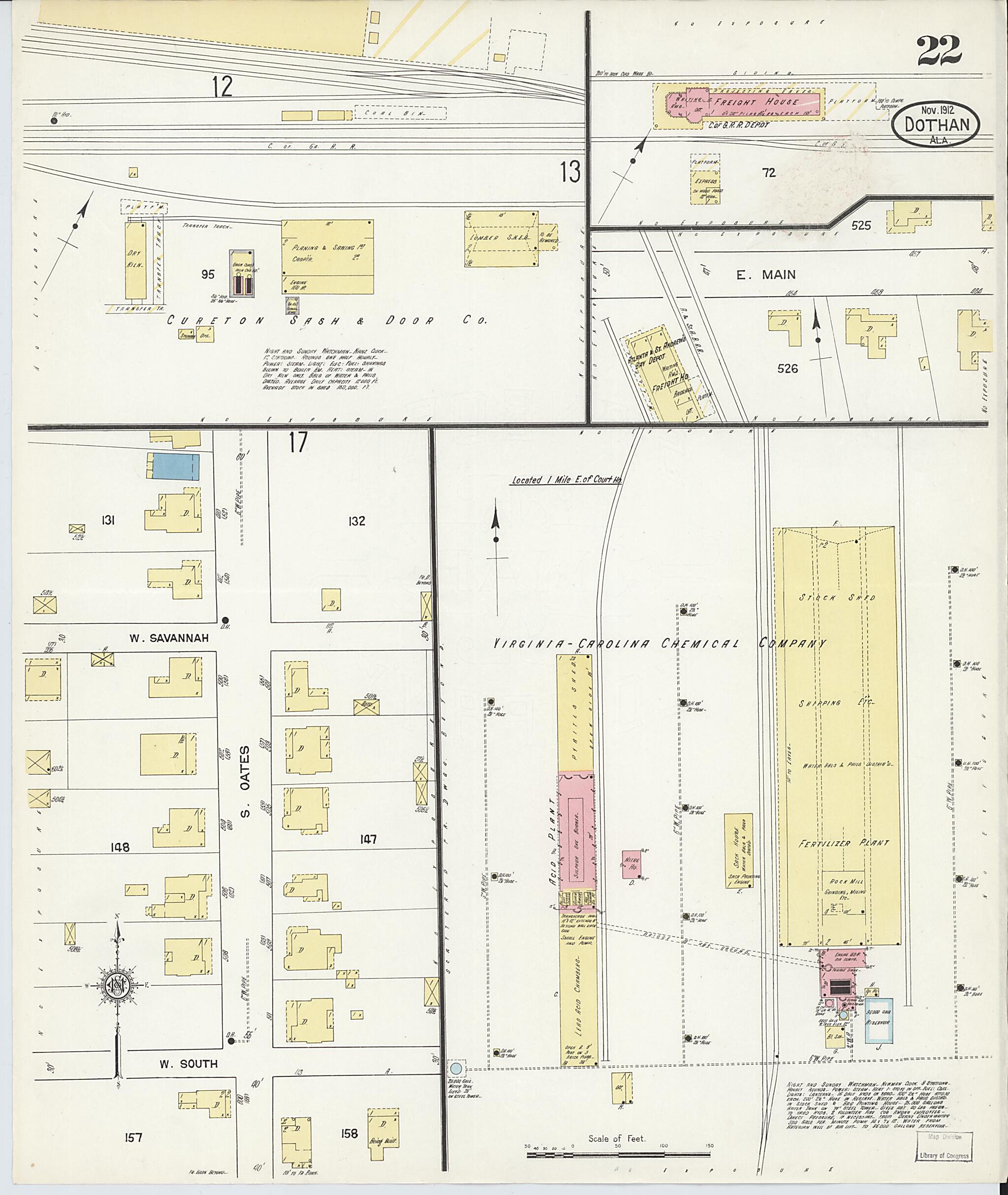 This old map of Dothan, Houston County, Alabama was created by Sanborn Map Company in 1912