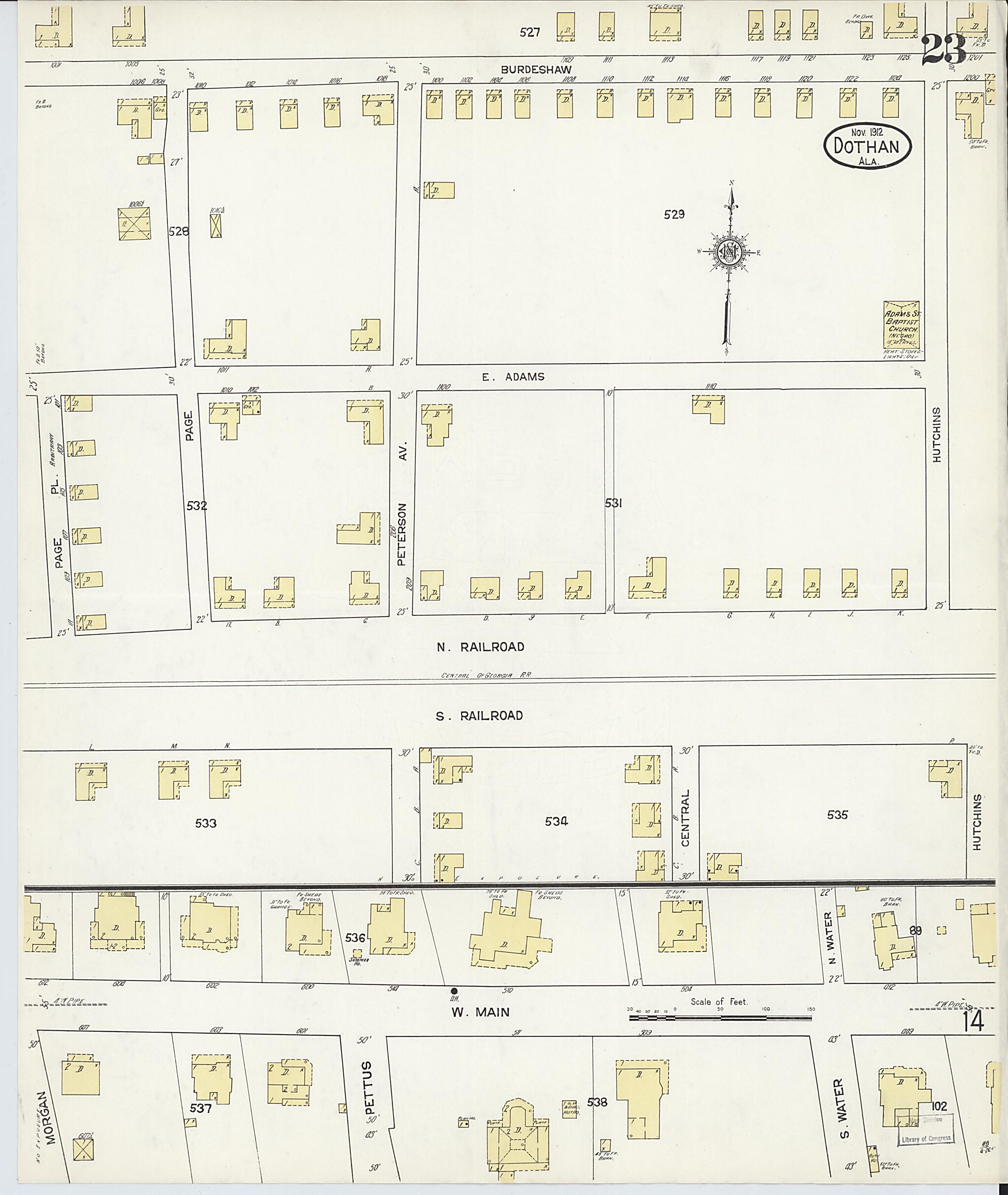 This old map of Dothan, Houston County, Alabama was created by Sanborn Map Company in 1912