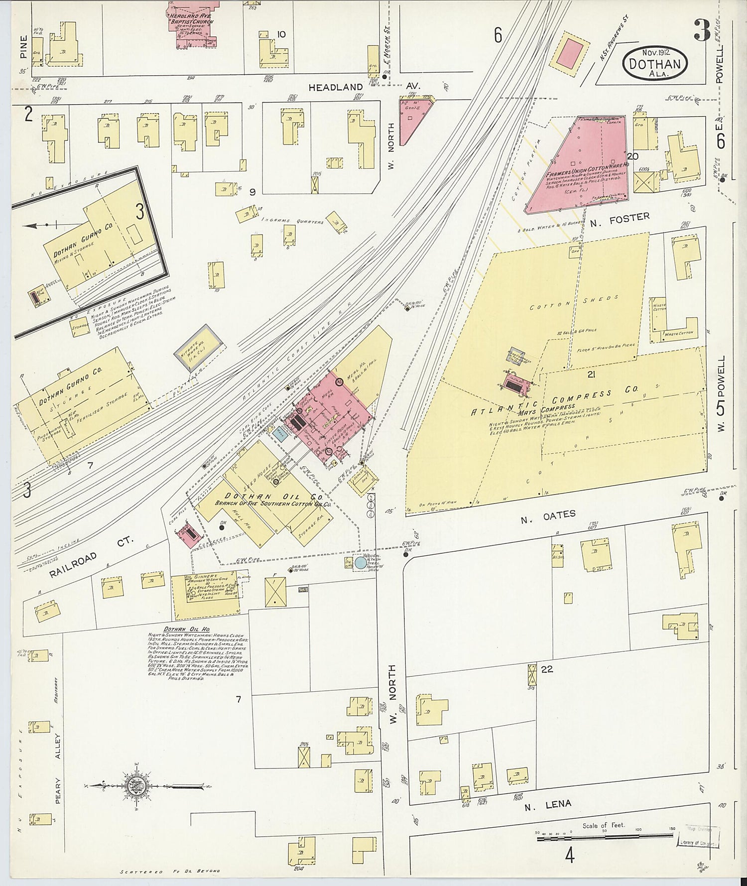 This old map of Dothan, Houston County, Alabama was created by Sanborn Map Company in 1912