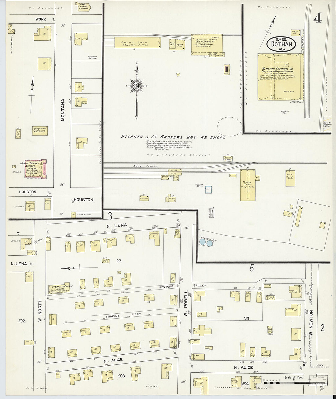 This old map of Dothan, Houston County, Alabama was created by Sanborn Map Company in 1912