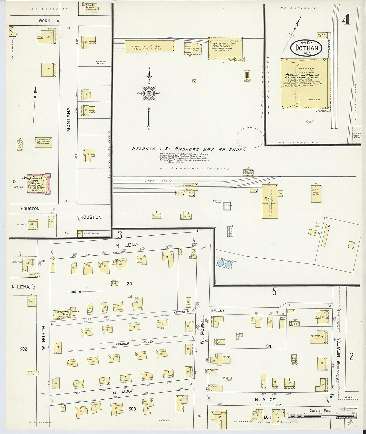 This old map of Dothan, Houston County, Alabama was created by Sanborn Map Company in 1912