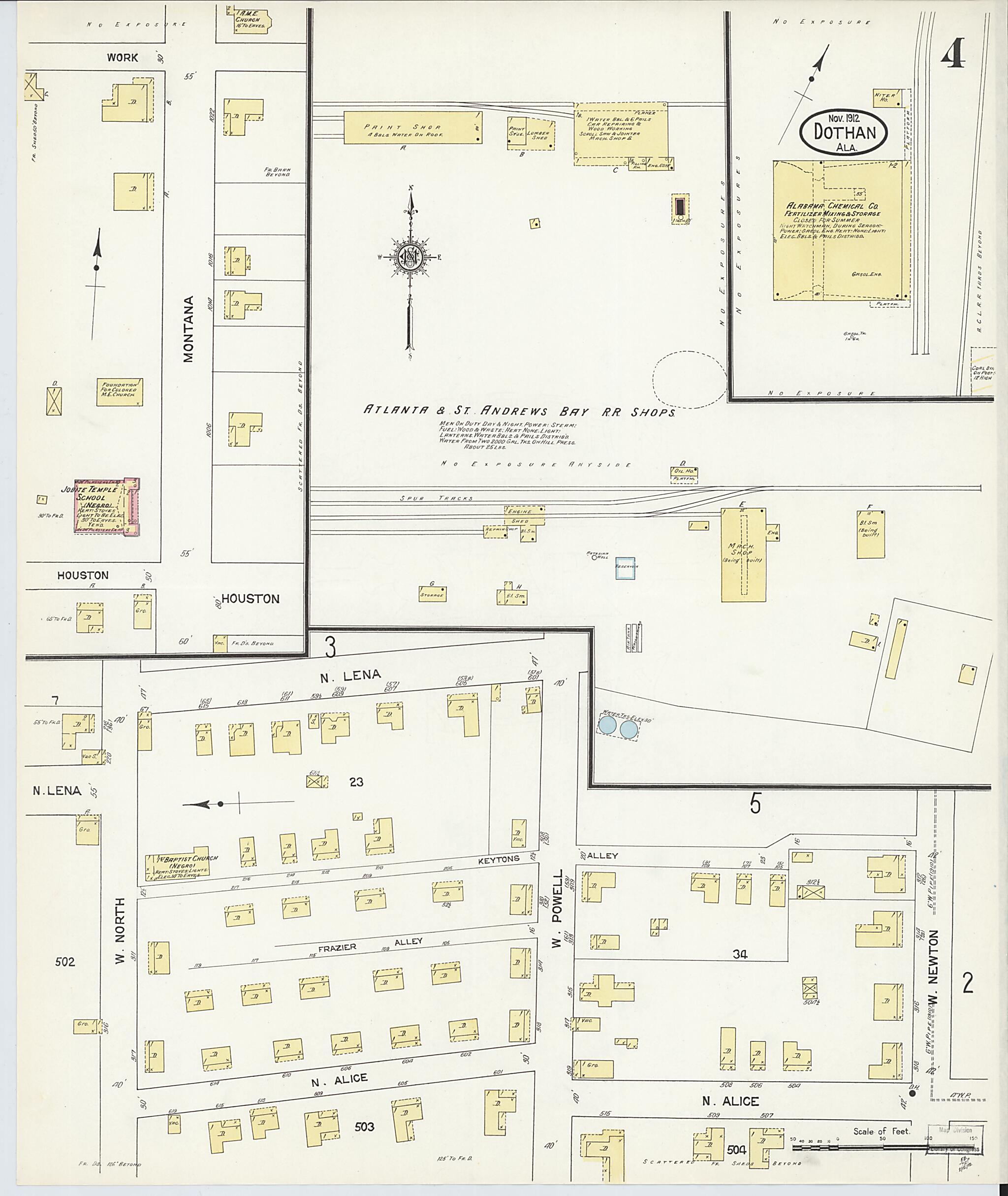 This old map of Dothan, Houston County, Alabama was created by Sanborn Map Company in 1912