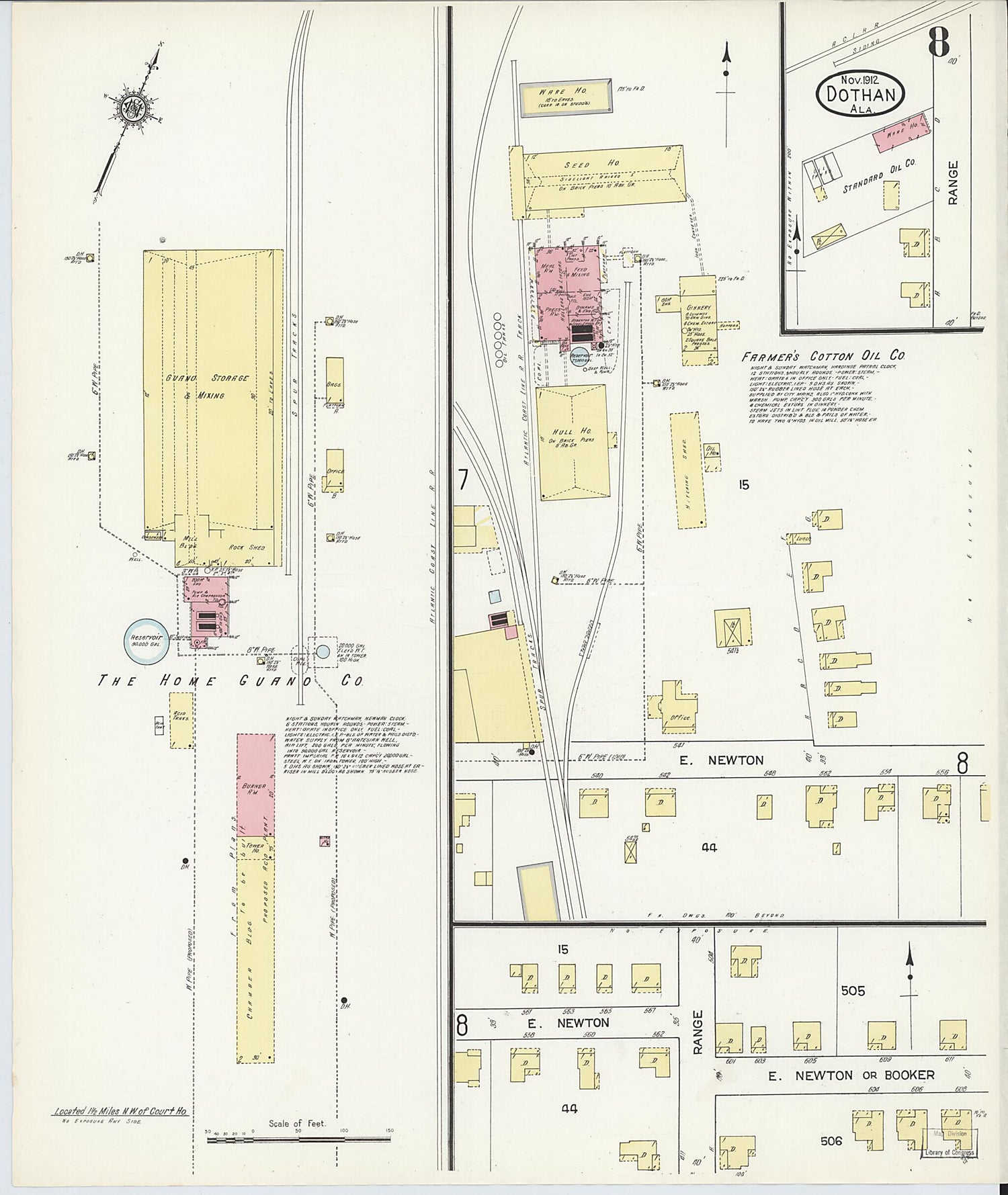 This old map of Dothan, Houston County, Alabama was created by Sanborn Map Company in 1912