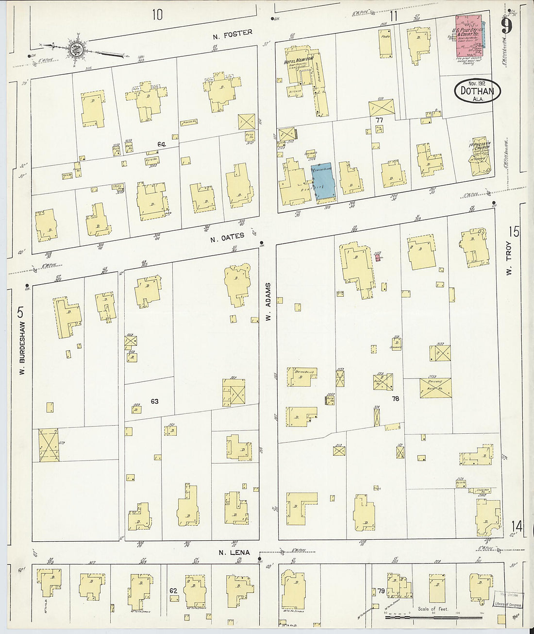 This old map of Dothan, Houston County, Alabama was created by Sanborn Map Company in 1912