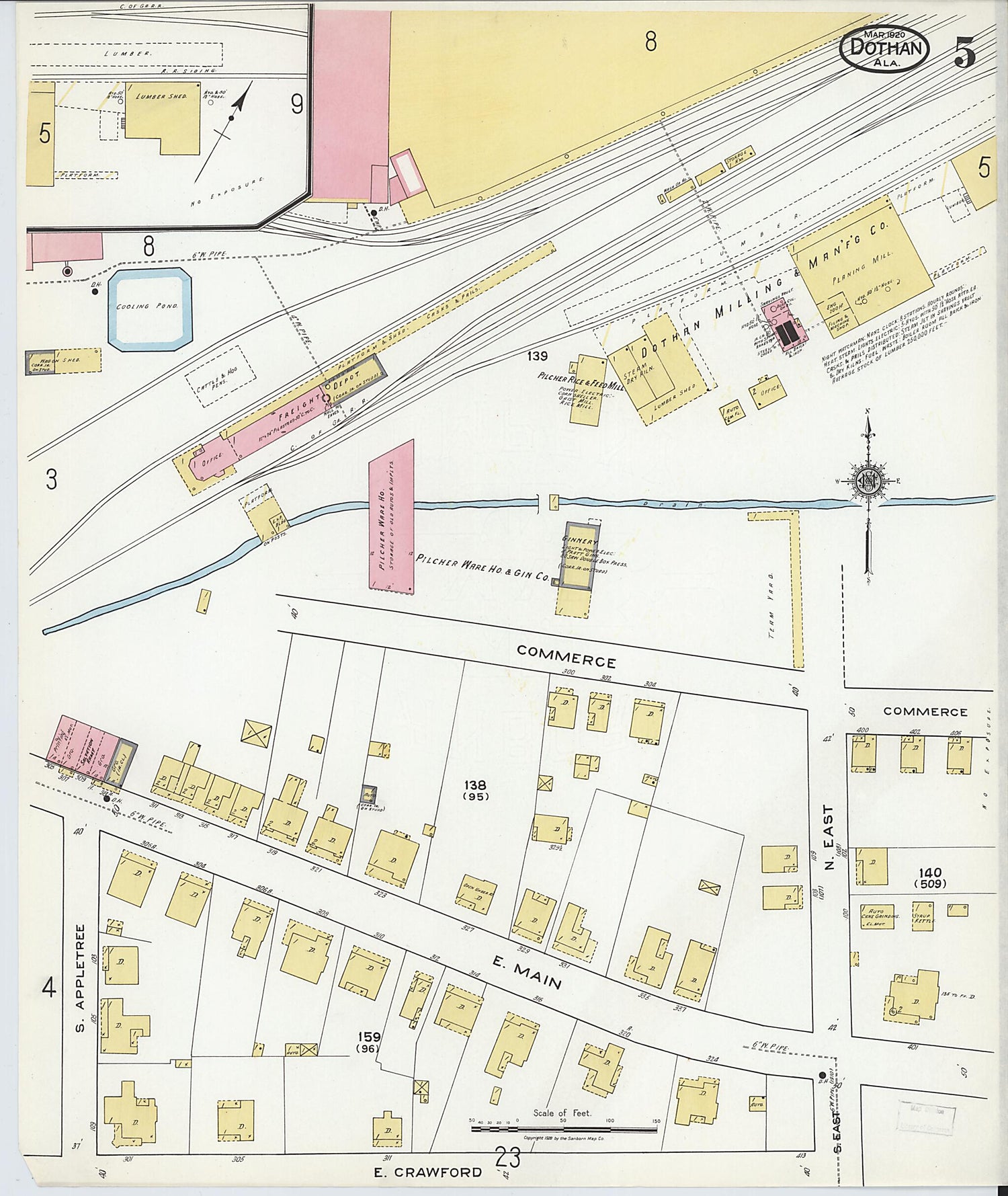 This old map of Dothan, Houston County, Alabama was created by Sanborn Map Company in 1920