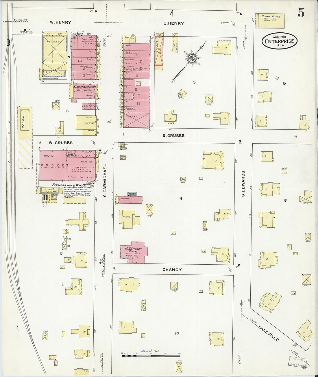 This old map of Enterprise, Coffee County, Alabama was created by Sanborn Map Company in 1910