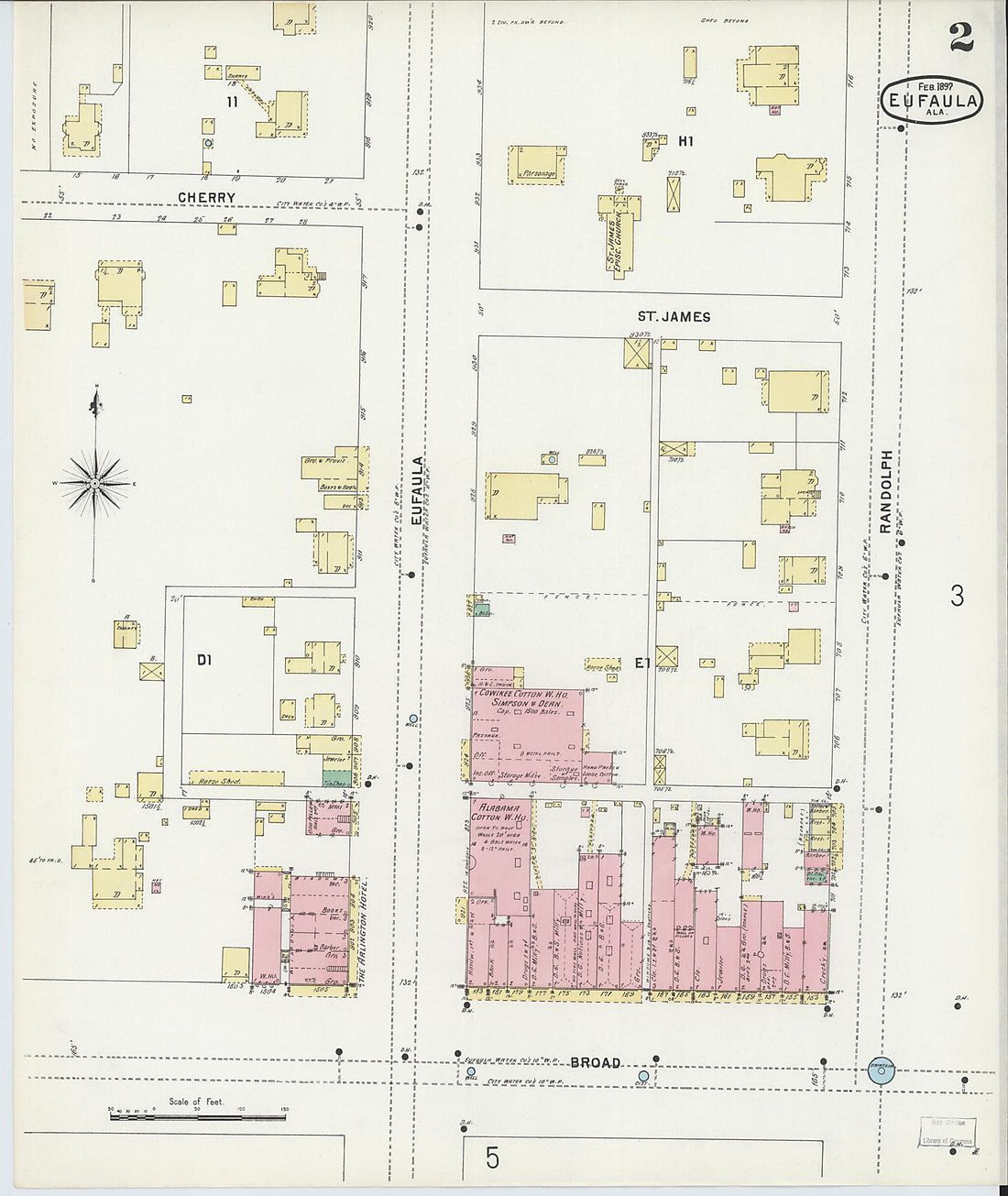 This old map of Eufaula, Barbour County, Alabama was created by Sanborn Map Company in 1897