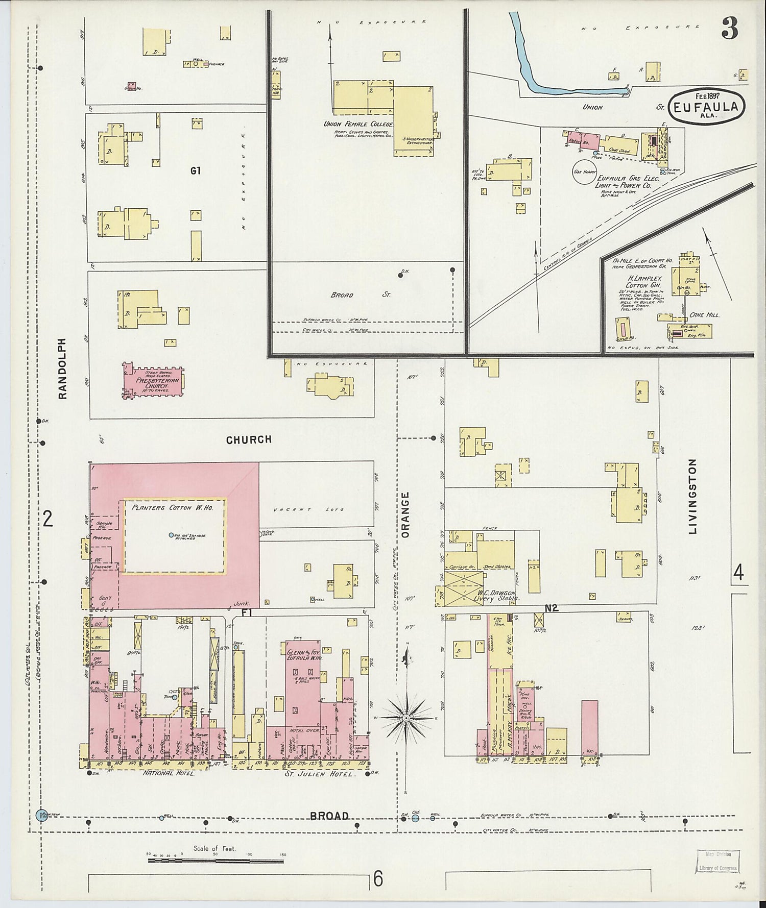 This old map of Eufaula, Barbour County, Alabama was created by Sanborn Map Company in 1897