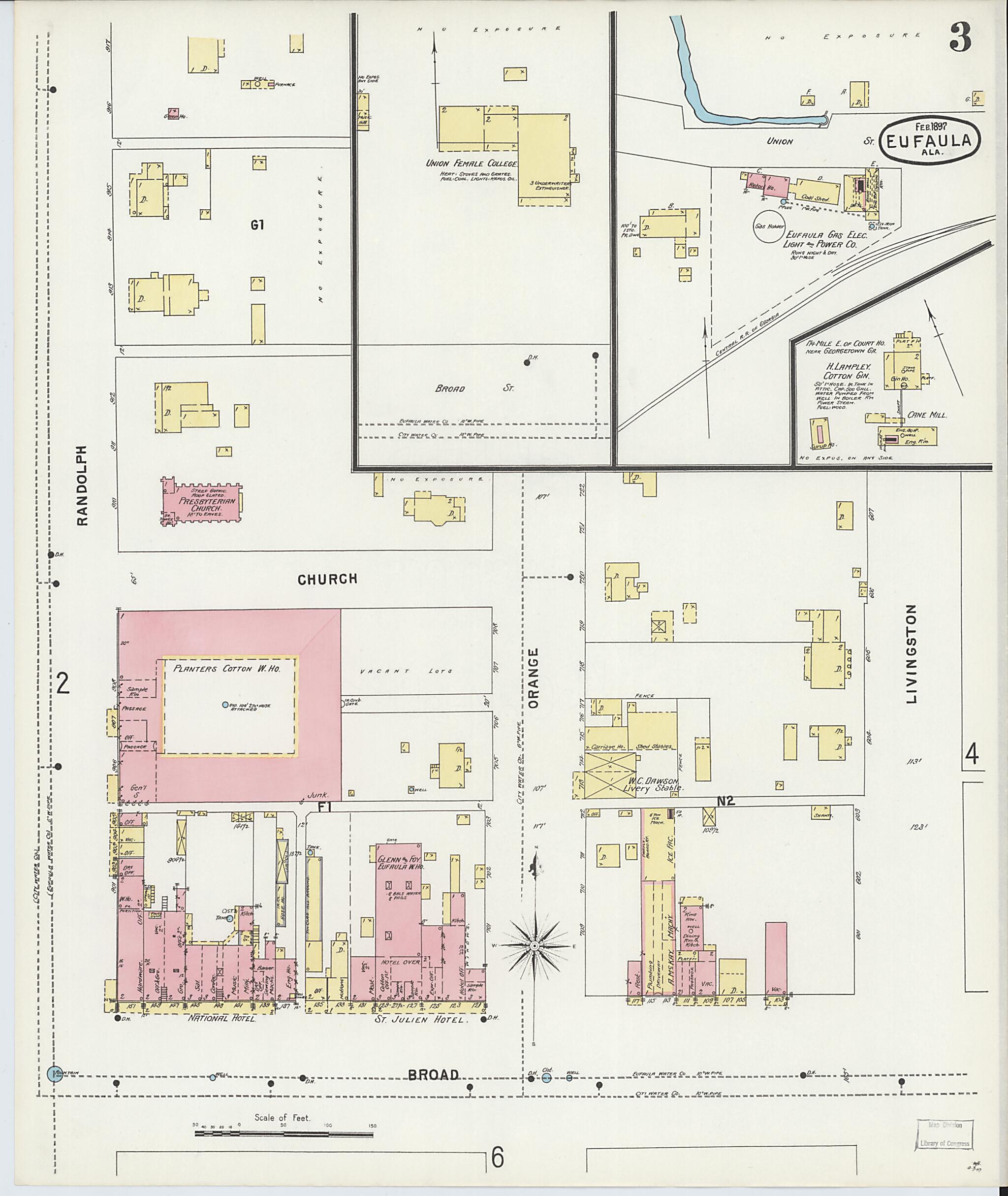 This old map of Eufaula, Barbour County, Alabama was created by Sanborn Map Company in 1897