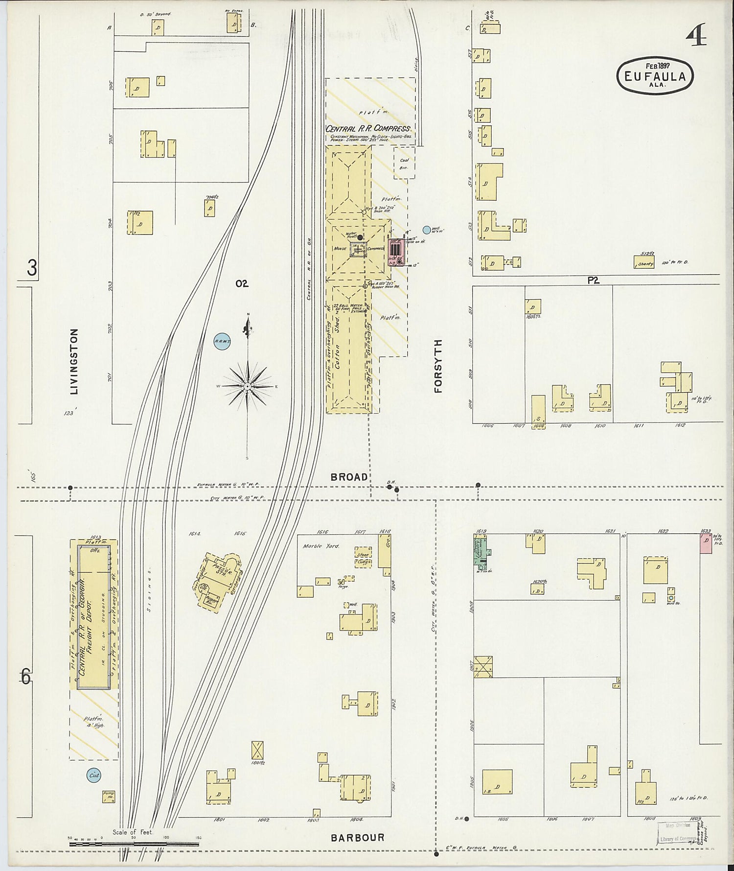 This old map of Eufaula, Barbour County, Alabama was created by Sanborn Map Company in 1897