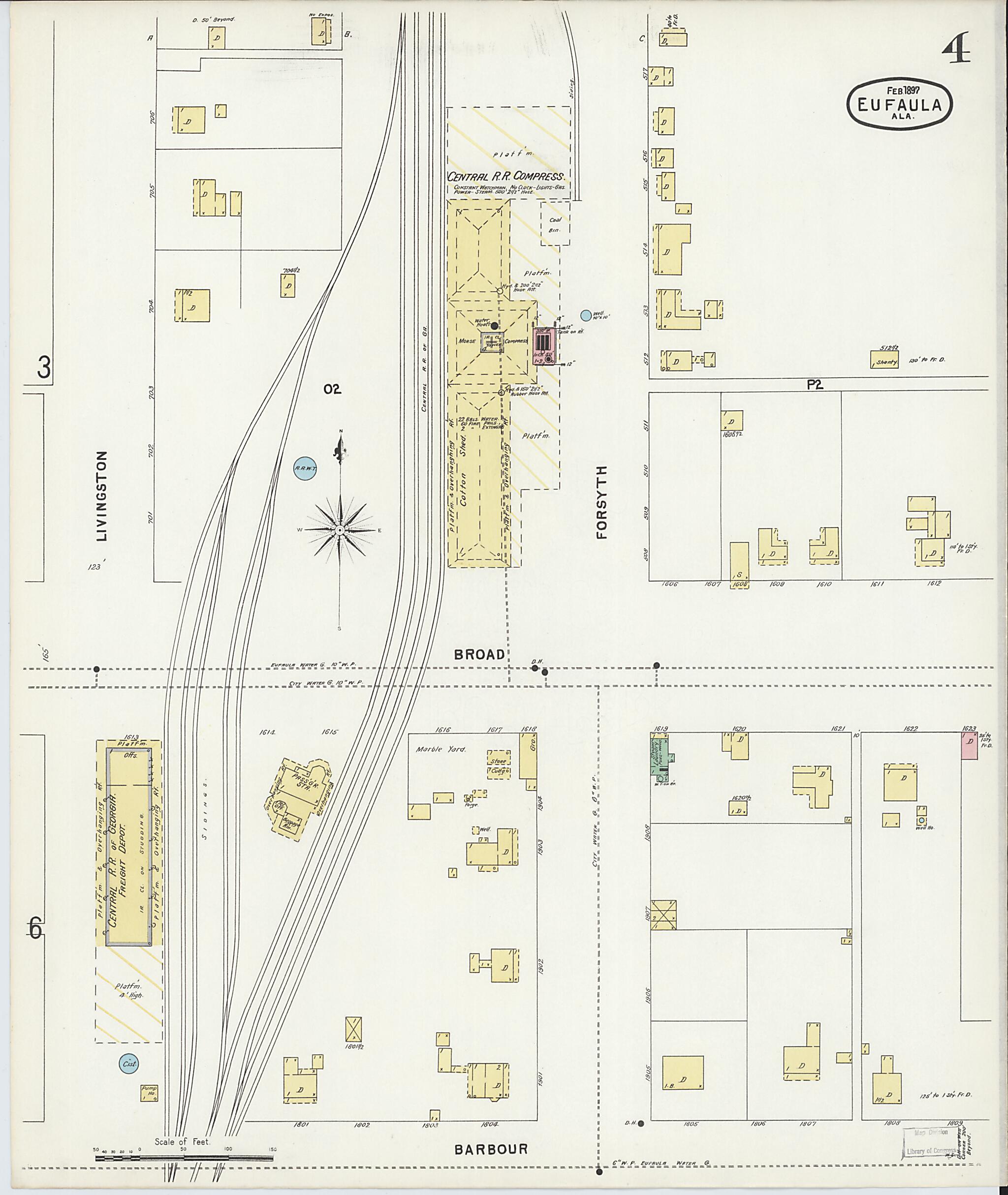 This old map of Eufaula, Barbour County, Alabama was created by Sanborn Map Company in 1897