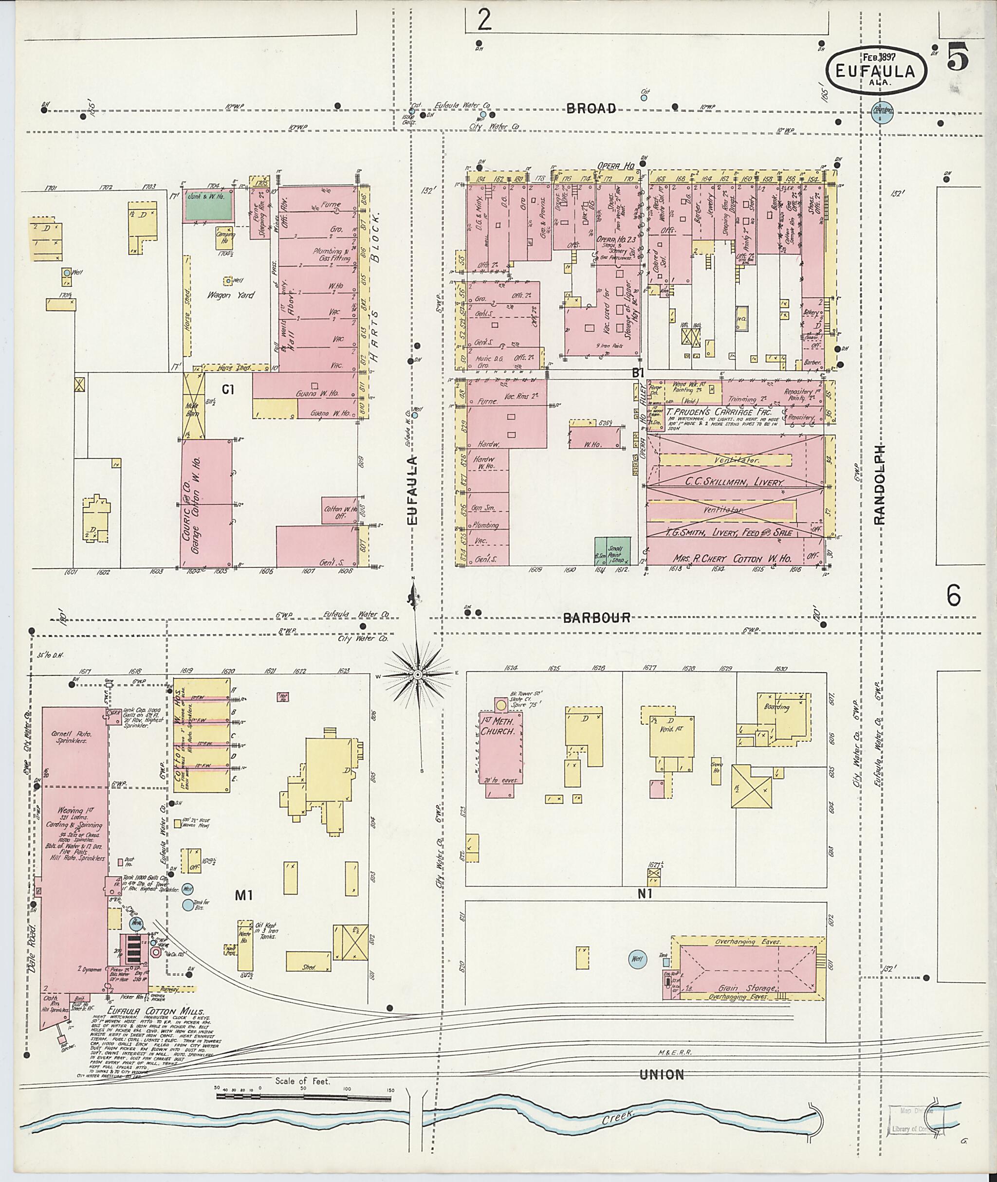 This old map of Eufaula, Barbour County, Alabama was created by Sanborn Map Company in 1897