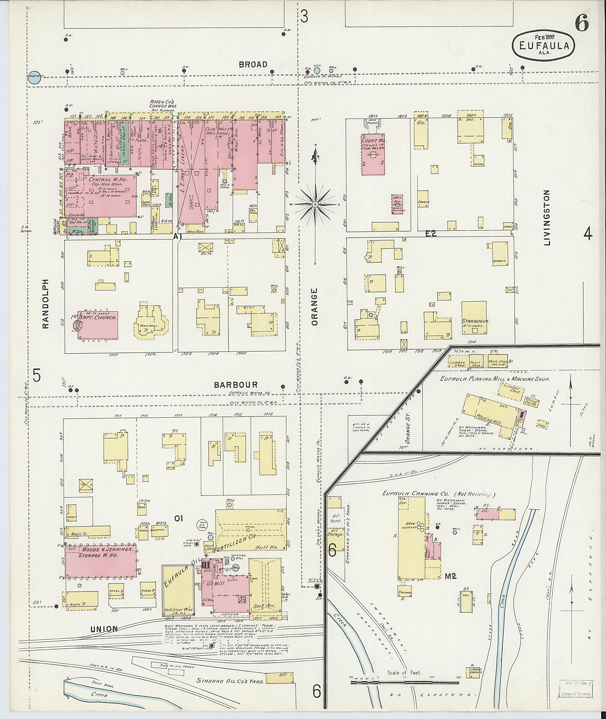 This old map of Eufaula, Barbour County, Alabama was created by Sanborn Map Company in 1897