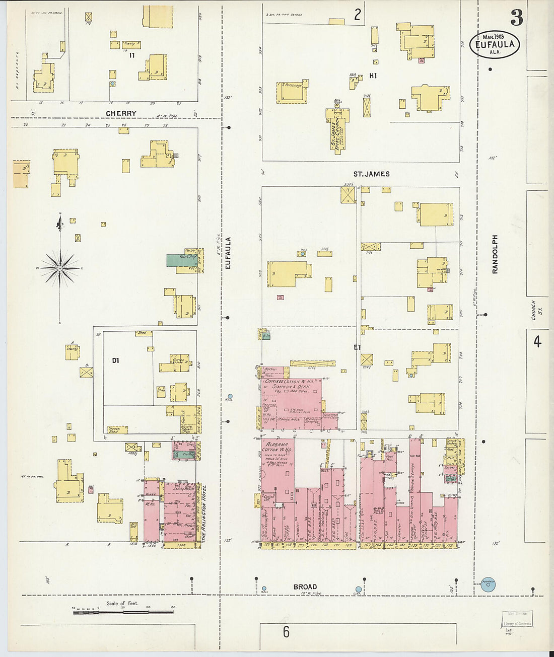 This old map of Eufaula, Barbour County, Alabama was created by Sanborn Map Company in 1903