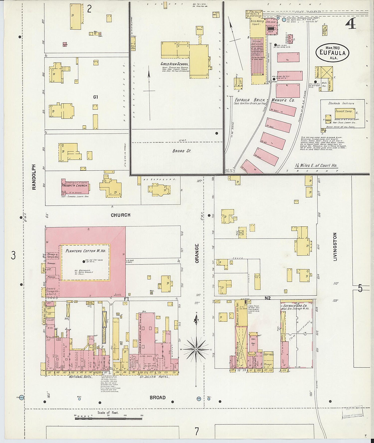 This old map of Eufaula, Barbour County, Alabama was created by Sanborn Map Company in 1903