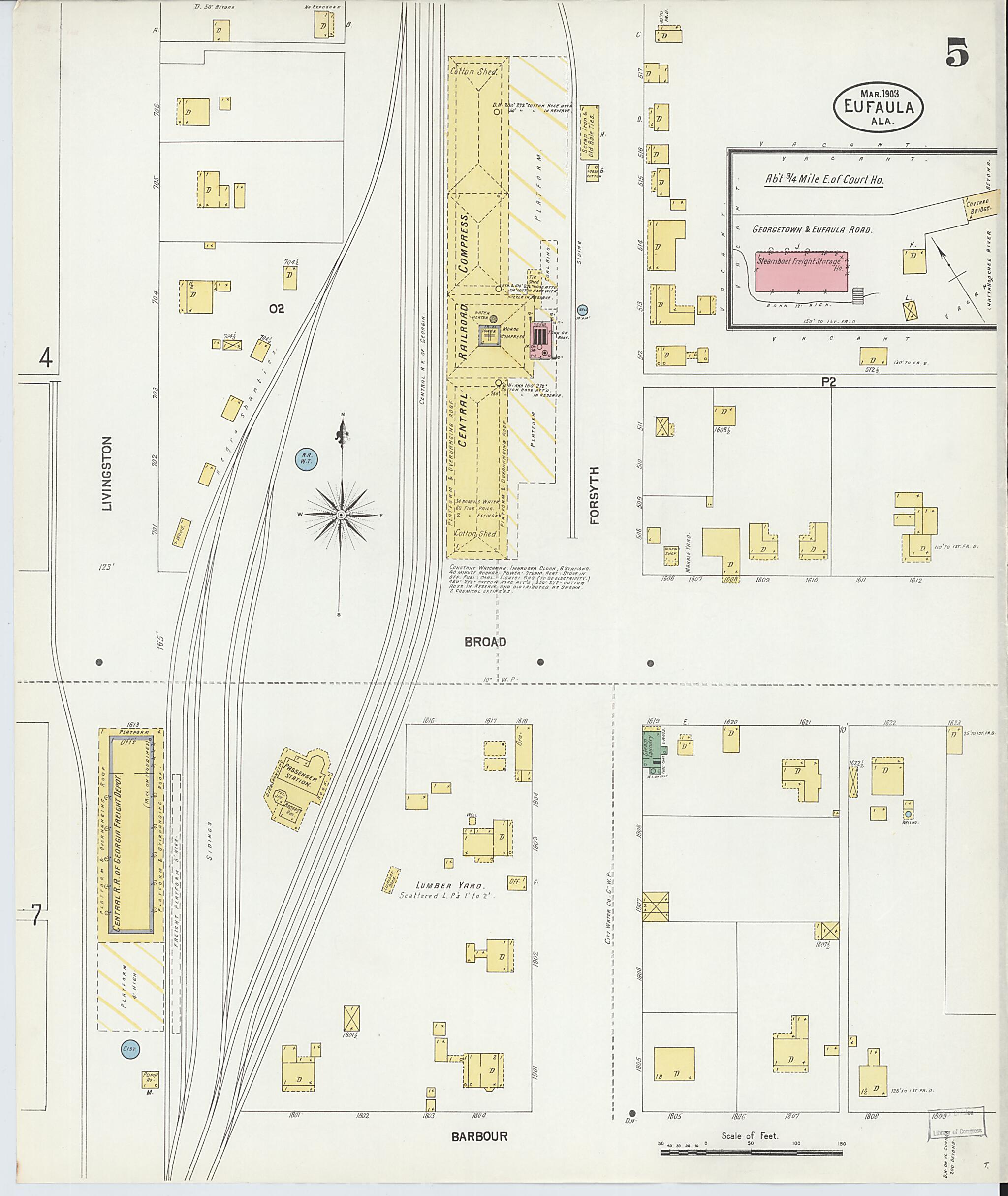 This old map of Eufaula, Barbour County, Alabama was created by Sanborn Map Company in 1903