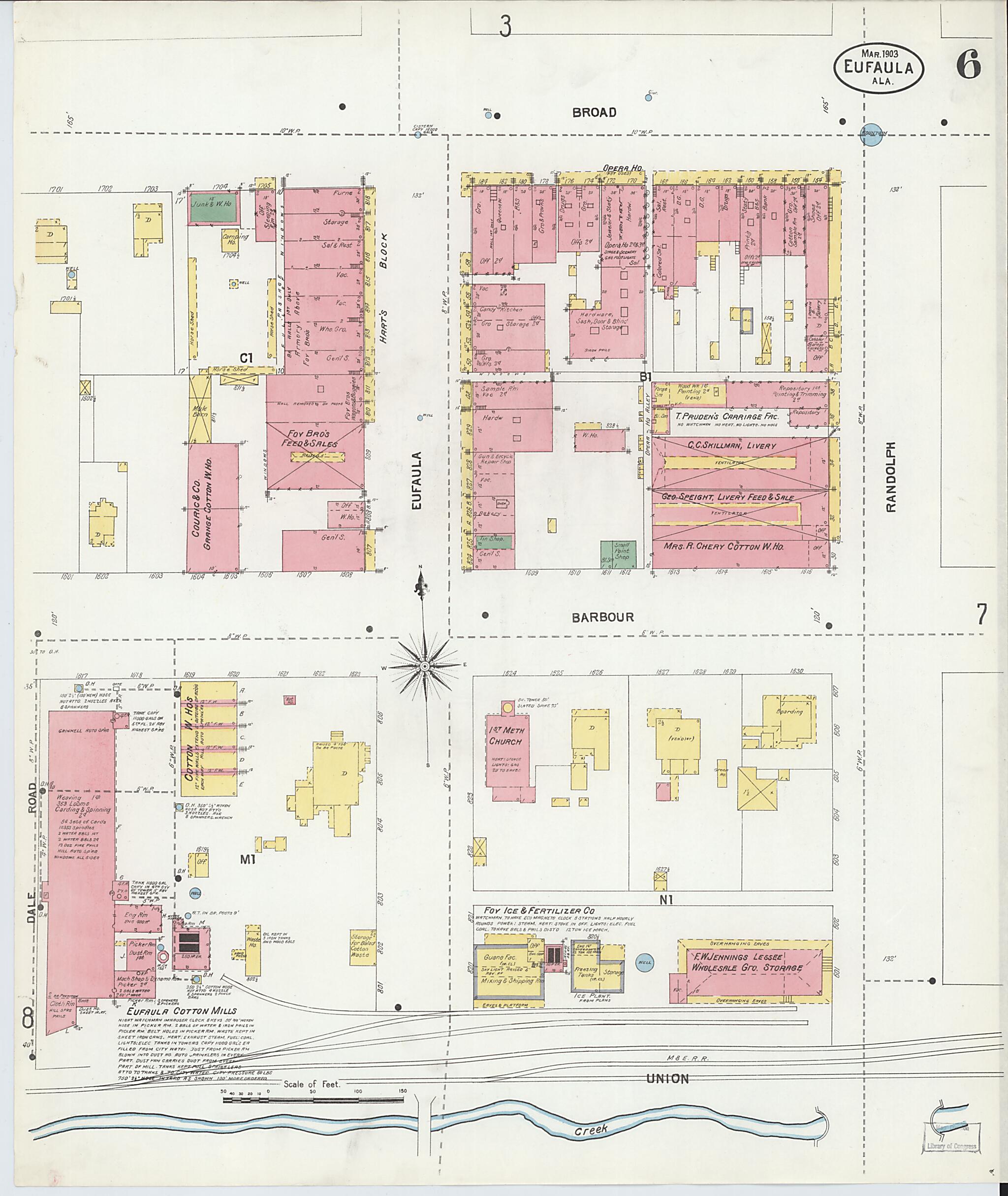 This old map of Eufaula, Barbour County, Alabama was created by Sanborn Map Company in 1903